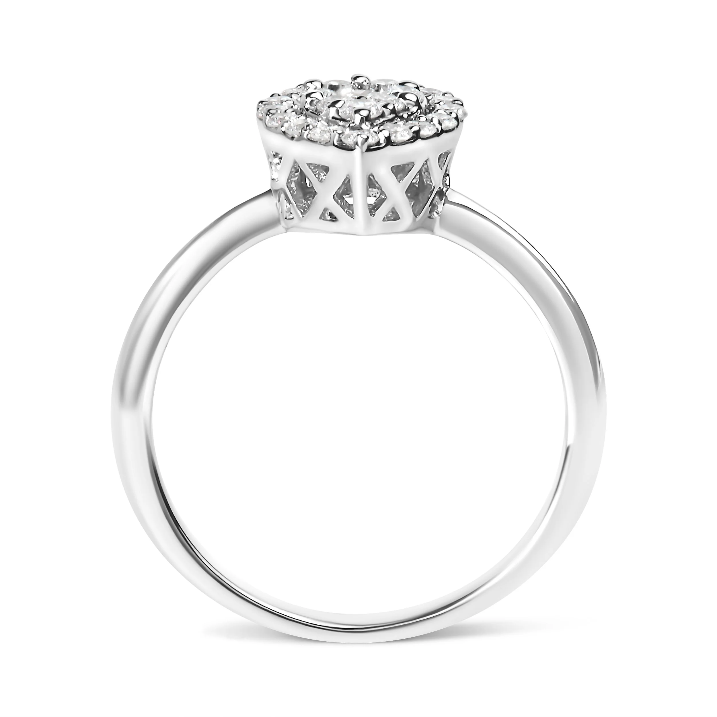 10K White Gold 3/8 Cttw Round-Cut Lab Grown Diamond Cluster Pear Promise Ring (G-H Color, VS2-SI1 Clarity) - Size 7 - Image 5