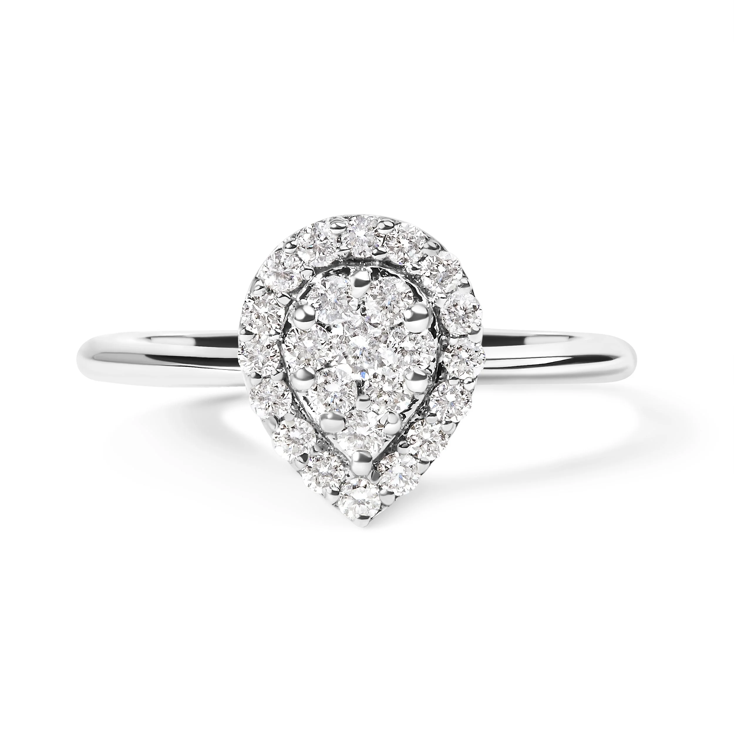 10K White Gold 3/8 Cttw Round-Cut Lab Grown Diamond Cluster Pear Promise Ring (G-H Color, VS2-SI1 Clarity) - Size 7 - Image 7