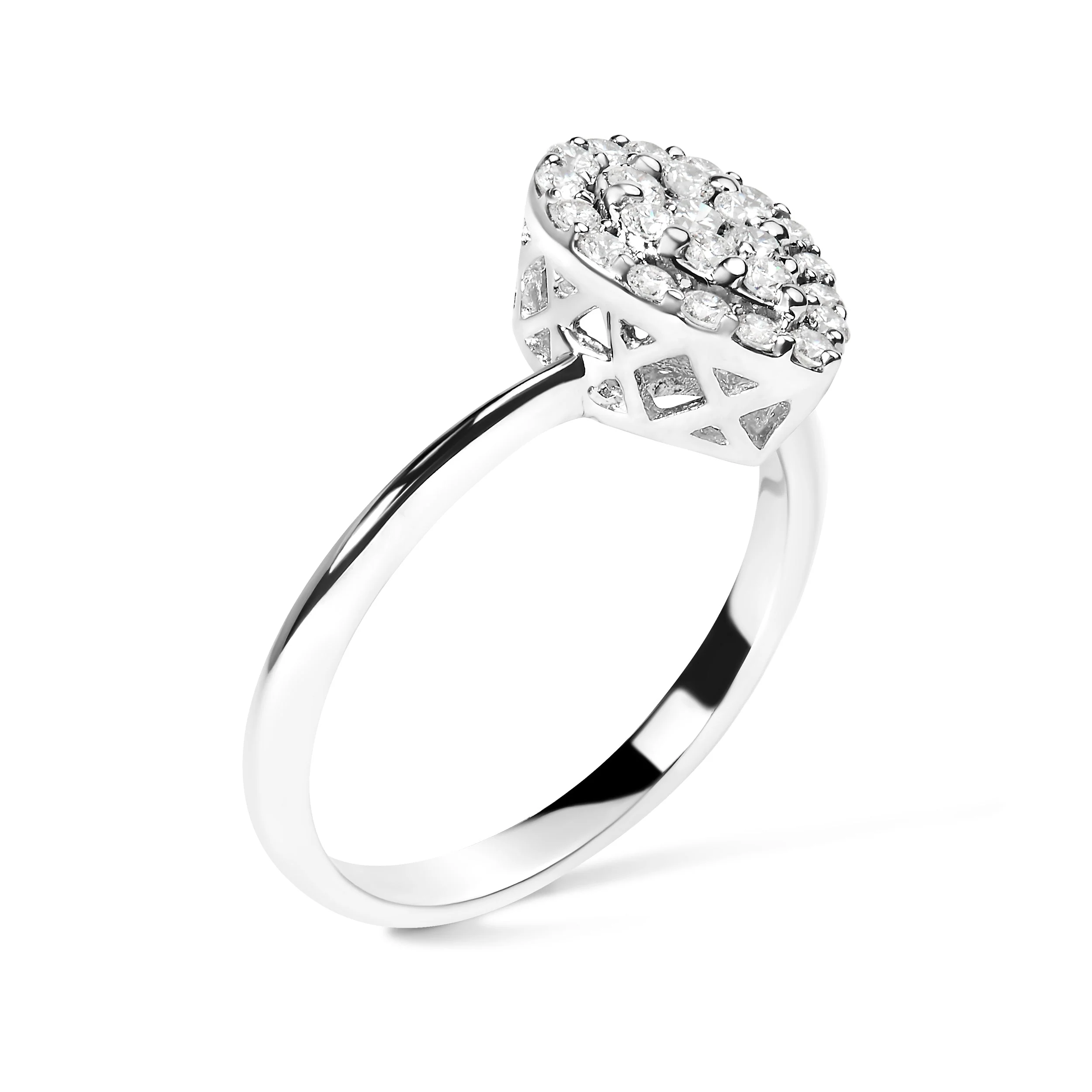 10K White Gold 3/8 Cttw Round-Cut Lab Grown Diamond Cluster Pear Promise Ring (G-H Color, VS2-SI1 Clarity) - Size 7 - Image 9