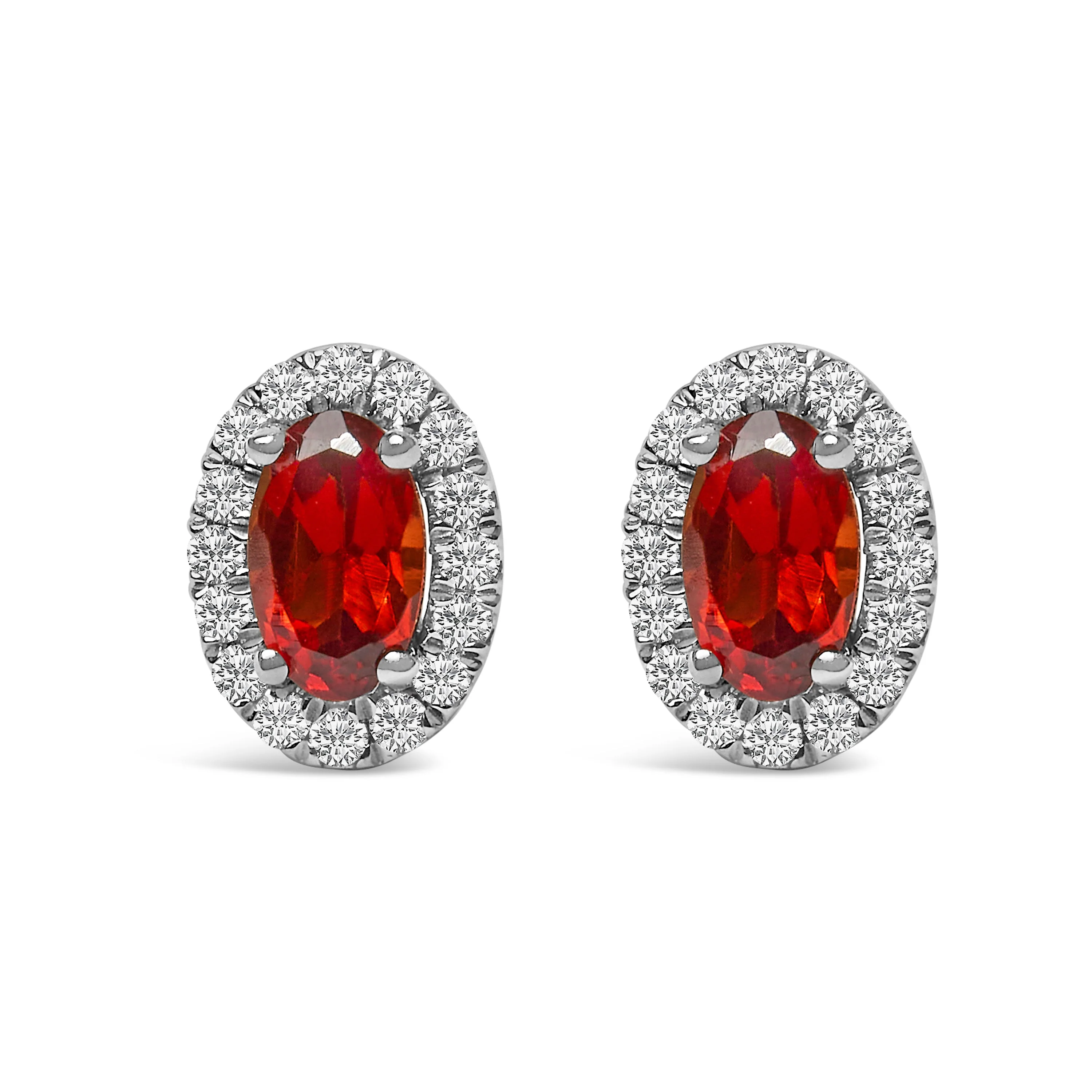 10K White Gold 5x3 MM Oval Purple Amethyst and Diamond Halo Stud Earrings (I-J Color, I1-I2 Clarity) - Image 8