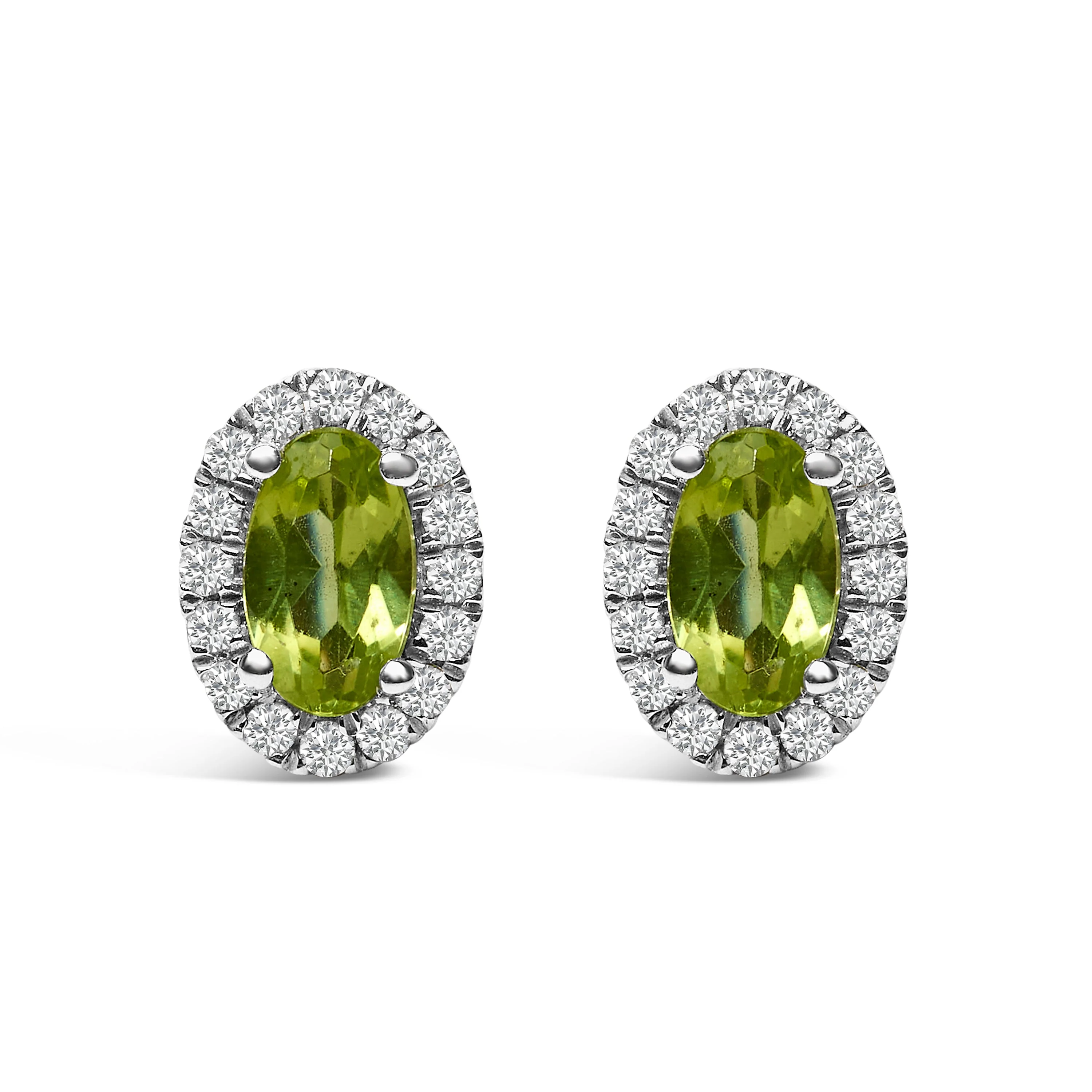 10K White Gold 5x3 MM Oval Purple Amethyst and Diamond Halo Stud Earrings (I-J Color, I1-I2 Clarity) - Image 9