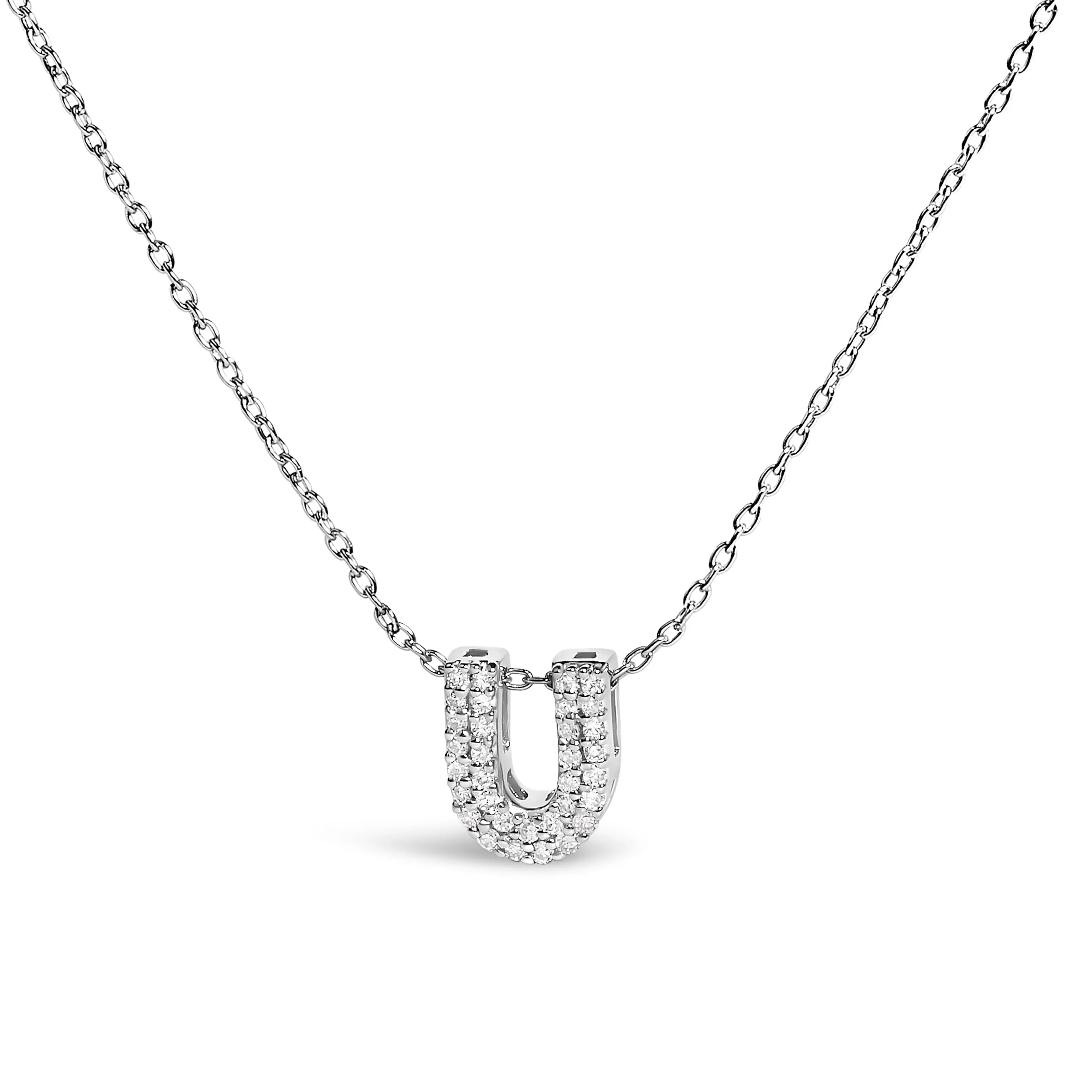 10K White Gold Diamond Accent "A" Initial Bubble Pendant Necklace - Image 22