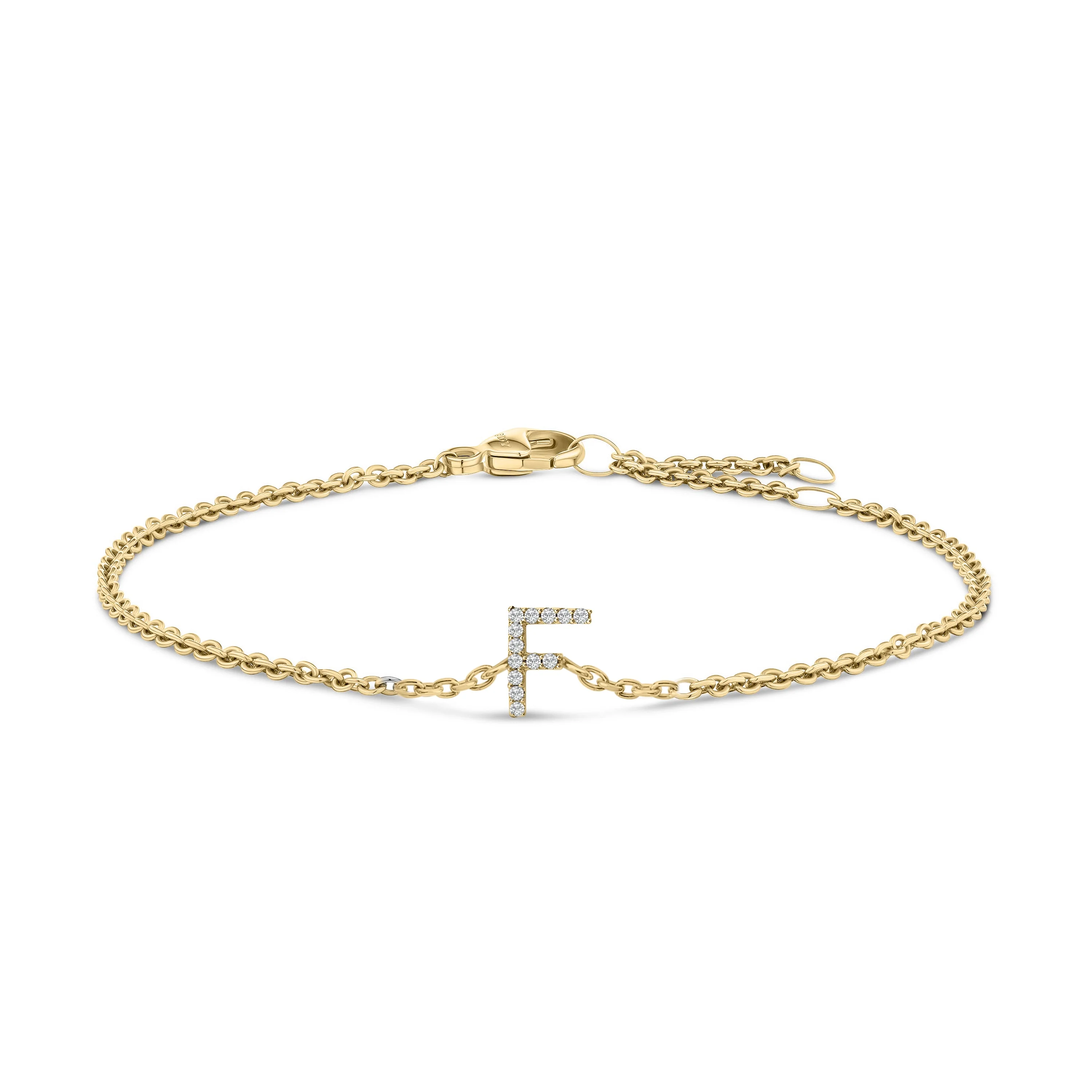 10K White Gold Diamond Accent "A" Initial Charm and Link Bracelet - Image 35