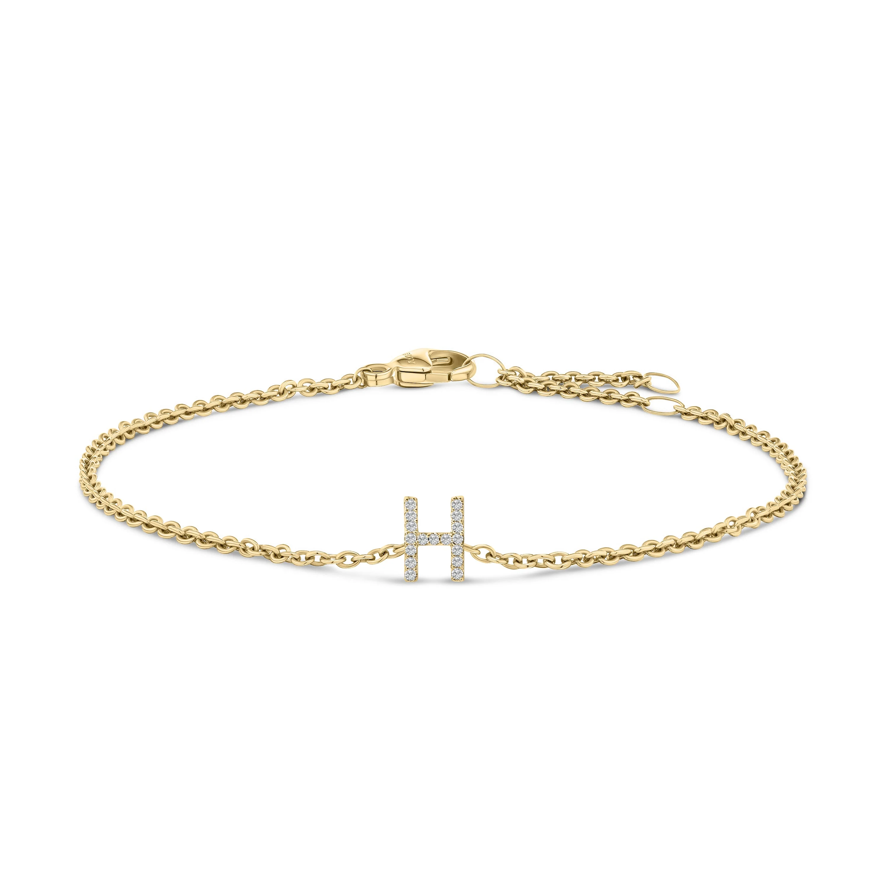 10K White Gold Diamond Accent "A" Initial Charm and Link Bracelet - Image 37