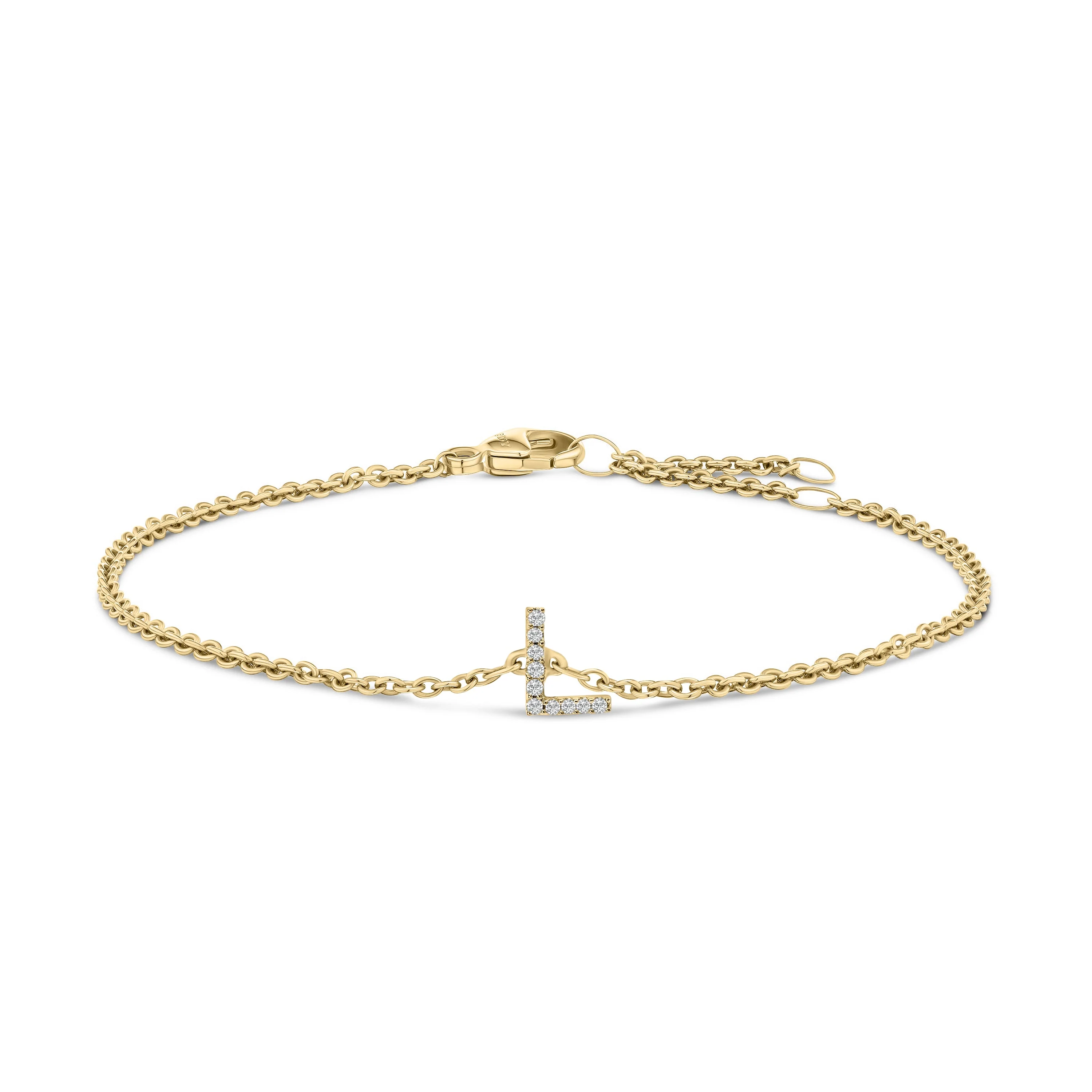 10K White Gold Diamond Accent "A" Initial Charm and Link Bracelet - Image 41
