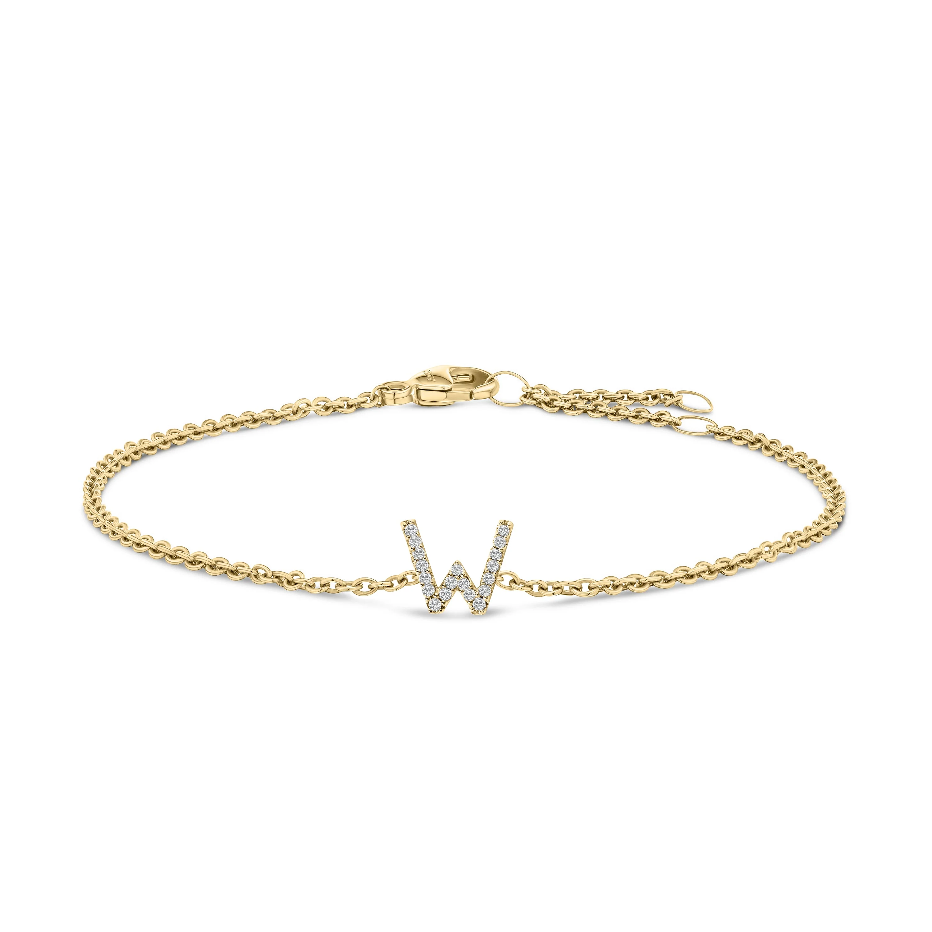 10K White Gold Diamond Accent "A" Initial Charm and Link Bracelet - Image 52