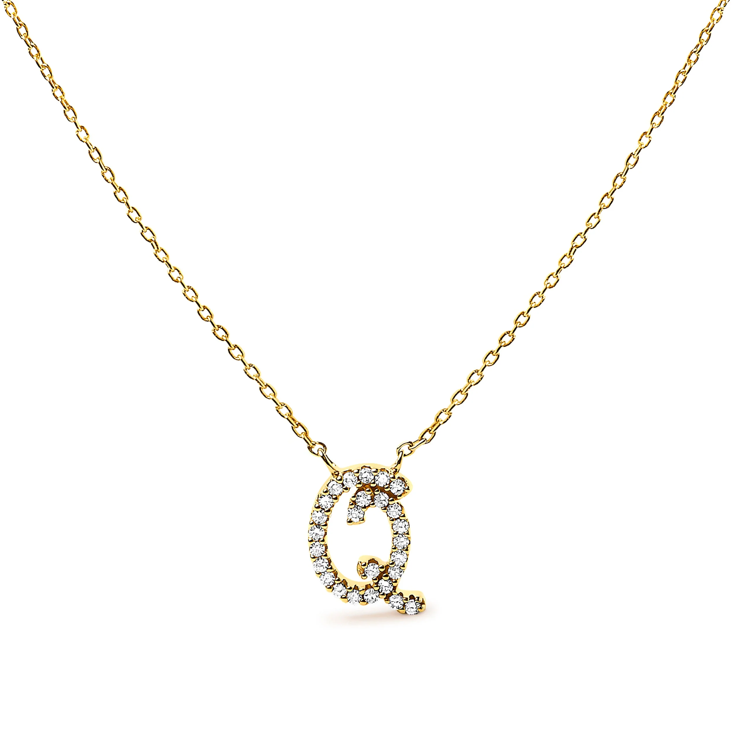 10K White Gold Diamond Accent "A" Initial Script Style Pendant Necklace - Image 45