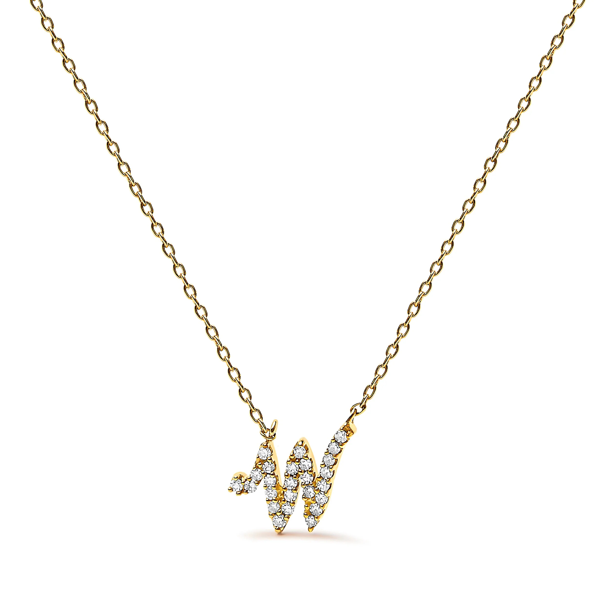 10K White Gold Diamond Accent "A" Initial Script Style Pendant Necklace - Image 51