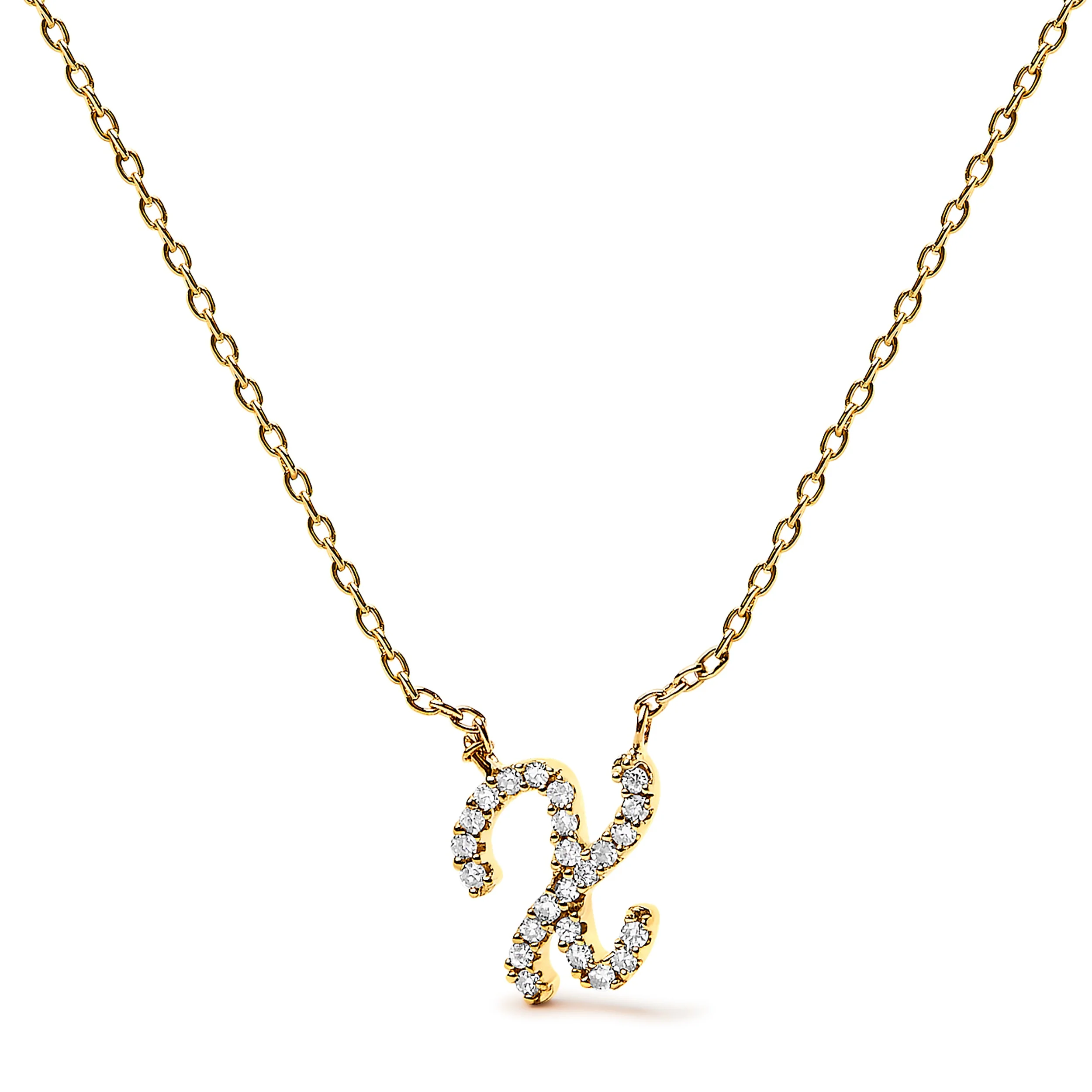 10K White Gold Diamond Accent "A" Initial Script Style Pendant Necklace - Image 52