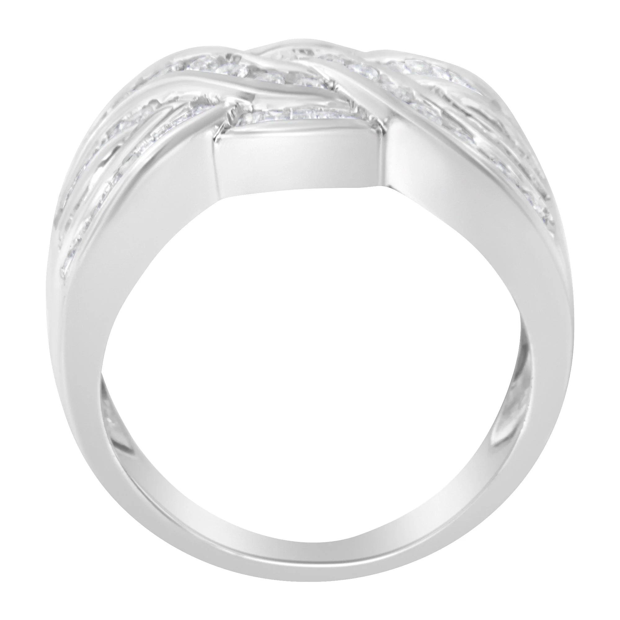 10K White Gold Diamond Bypass Ring (1 Cttw, H-I Color, I1-I2 Clarity) - Size 6-3/4 - Image 4