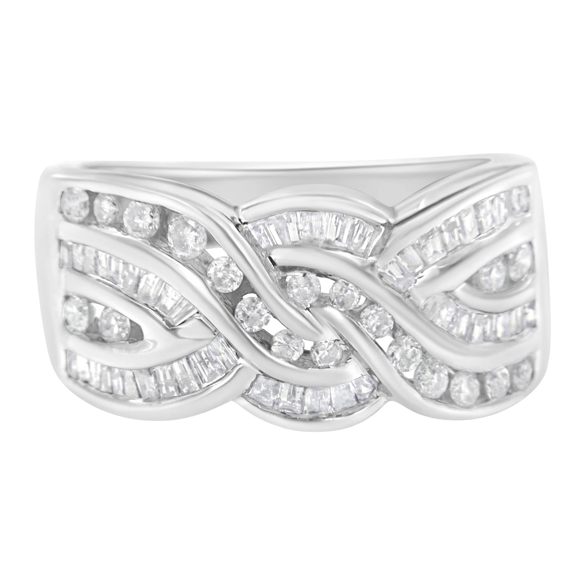 10K White Gold Diamond Bypass Ring (1 Cttw, H-I Color, I1-I2 Clarity) - Size 6-3/4 - Image 5