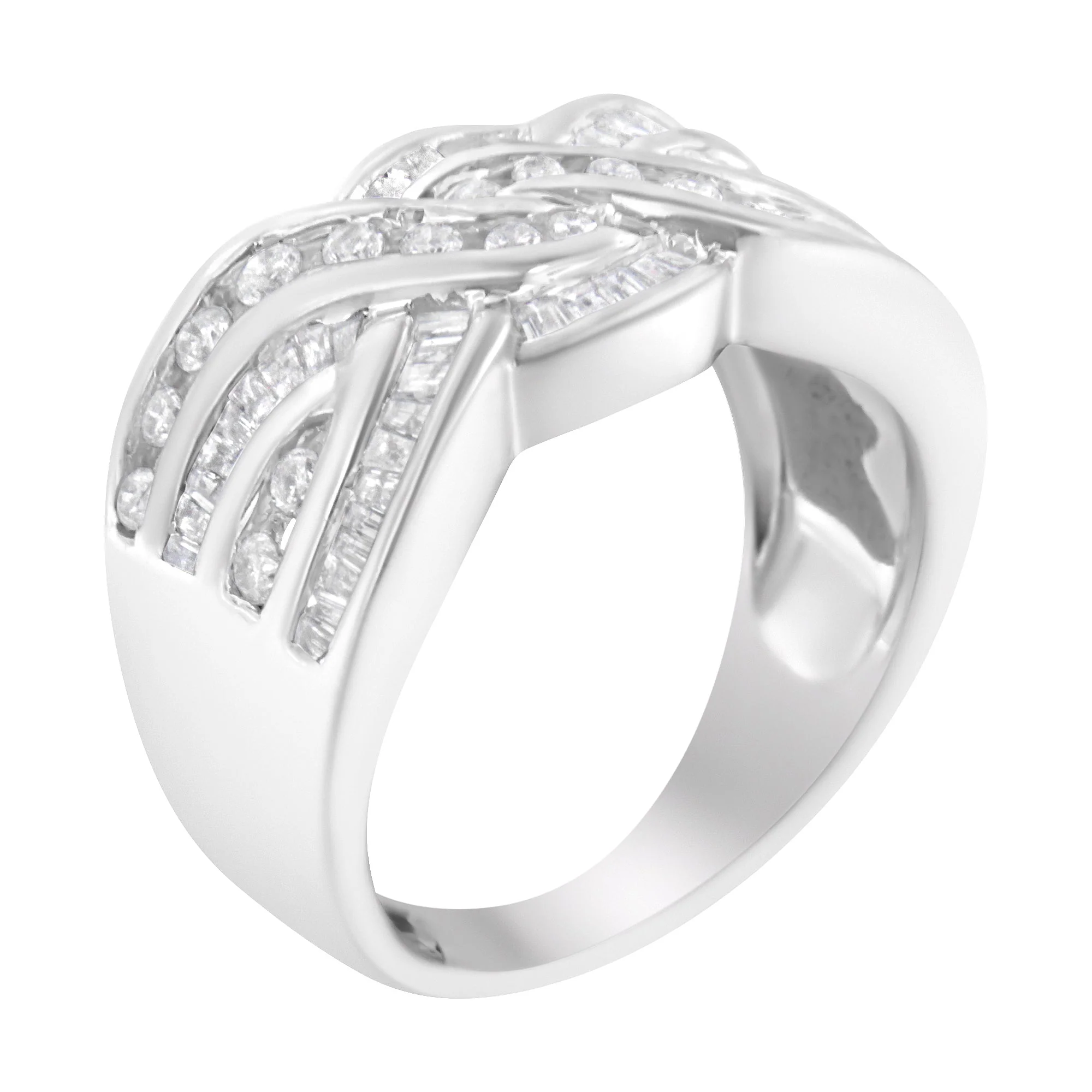 10K White Gold Diamond Bypass Ring (1 Cttw, H-I Color, I1-I2 Clarity) - Size 6-3/4 - Image 7
