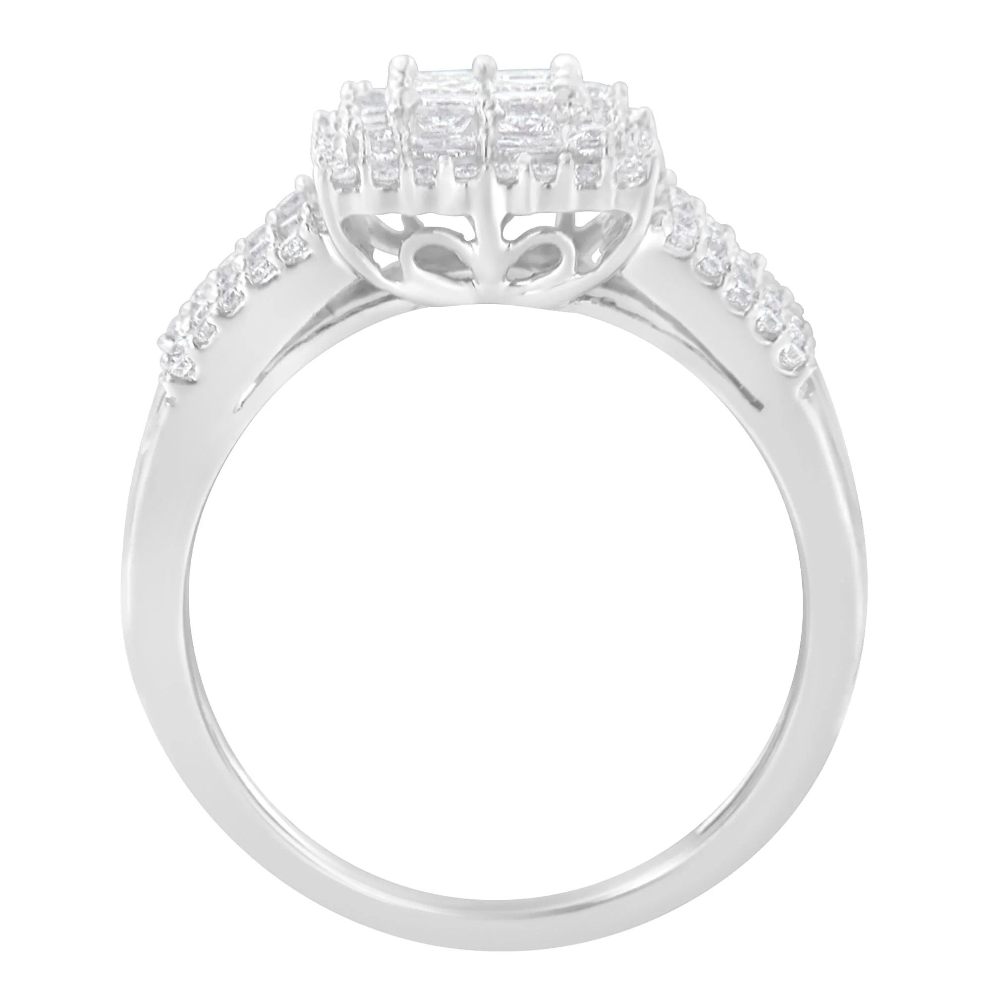 10K White Gold Diamond Cluster Ring (1 cttw, H-I Color, I1-I2 Clarity) - Image 2