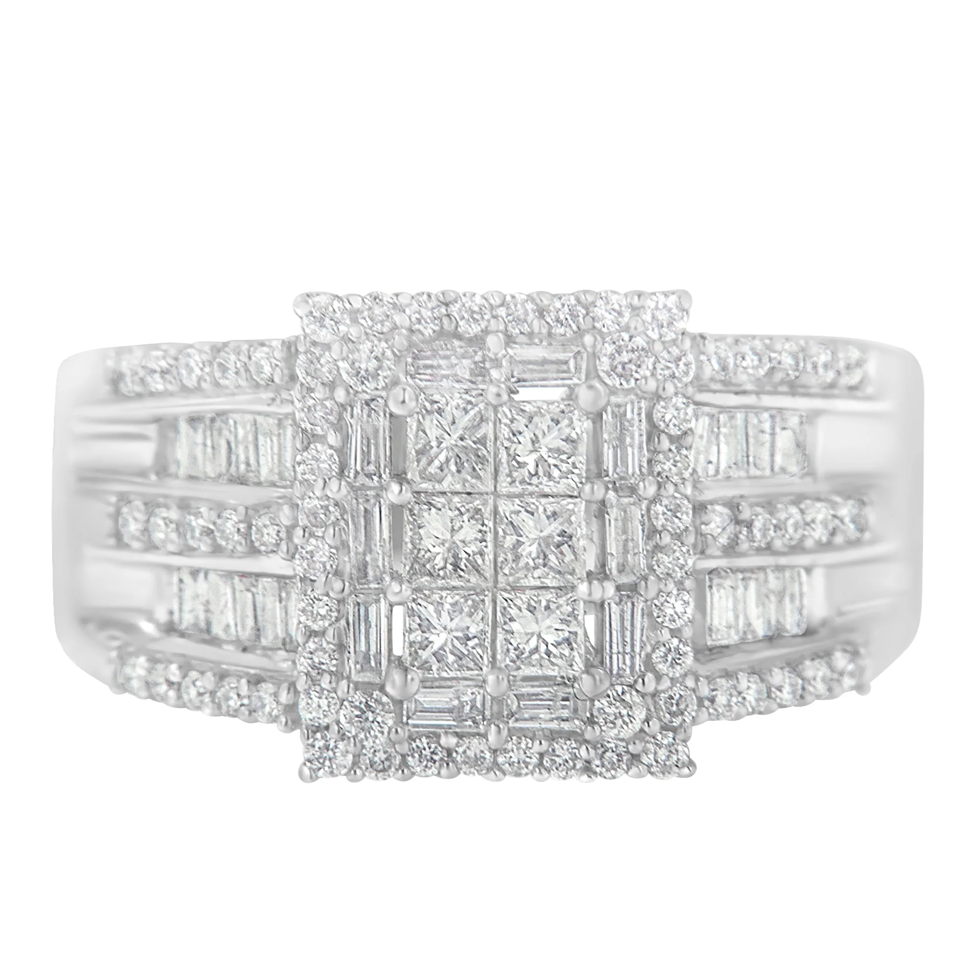 10K White Gold Diamond Cluster Ring (1 cttw, H-I Color, I1-I2 Clarity) - Image 5