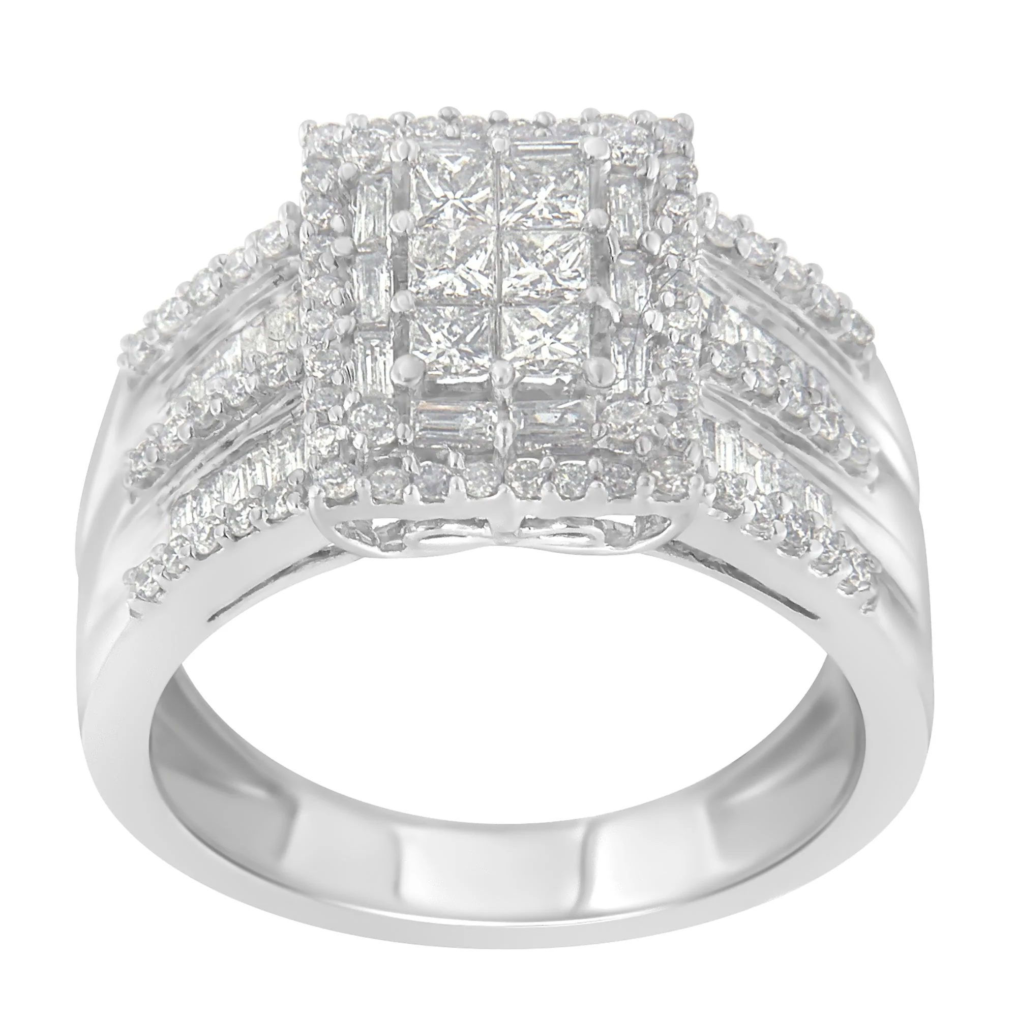 10K White Gold Diamond Cluster Ring (1 cttw, H-I Color, I1-I2 Clarity) - Image 7