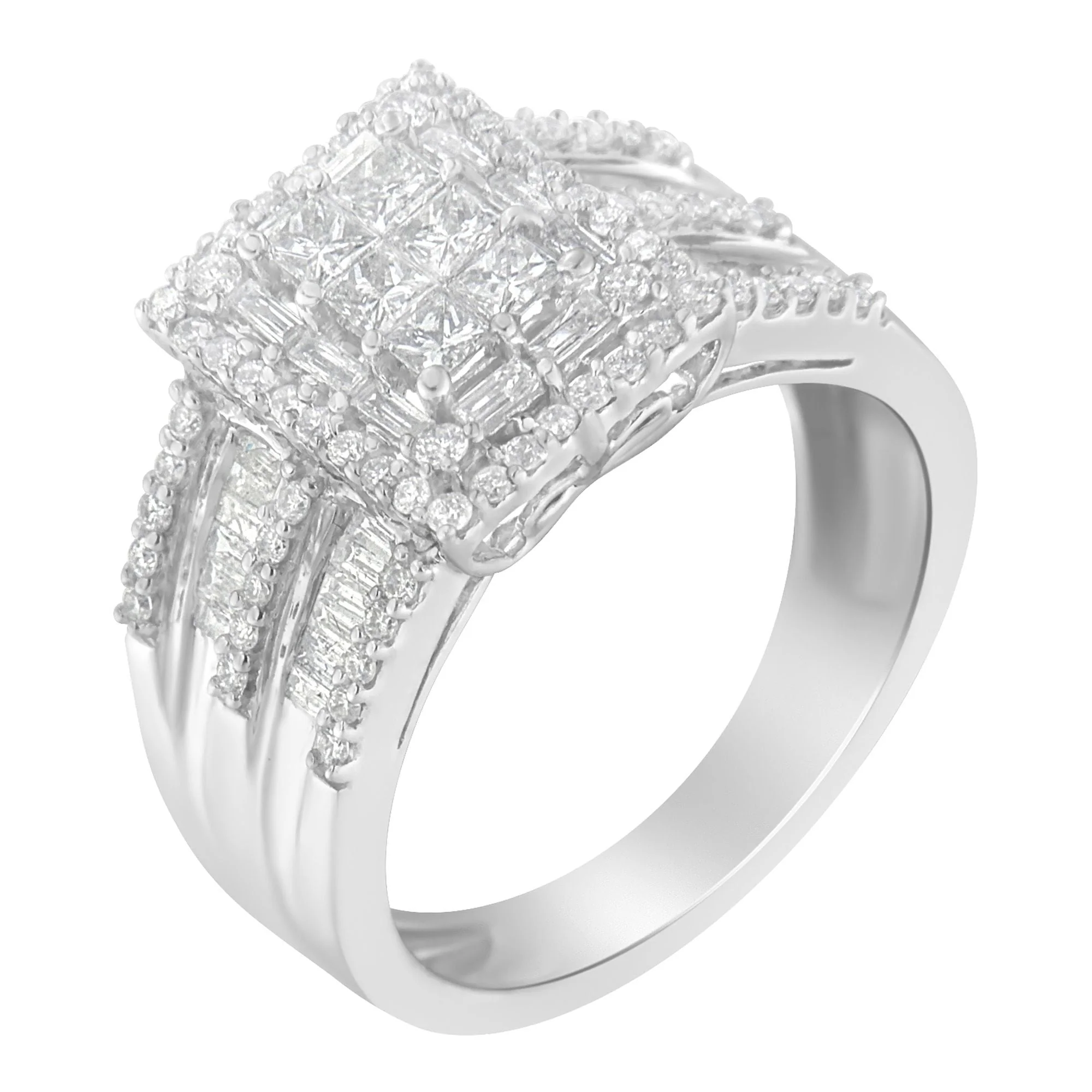 10K White Gold Diamond Cluster Ring (1 cttw, H-I Color, I1-I2 Clarity) - Image 8