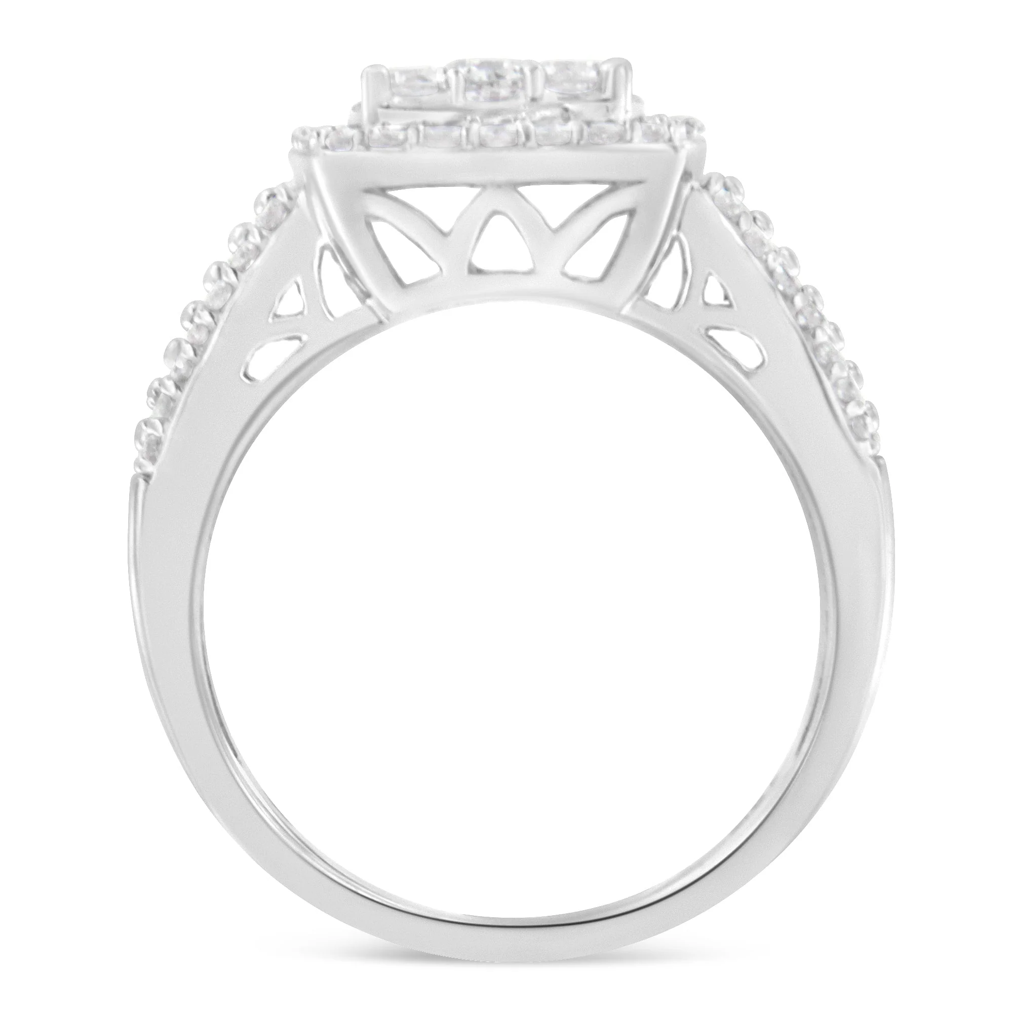 10K White Gold Diamond Cluster Ring (1 Cttw, H-I Color, I1-I2 Clarity) - Size 6-3/4 - Image 3