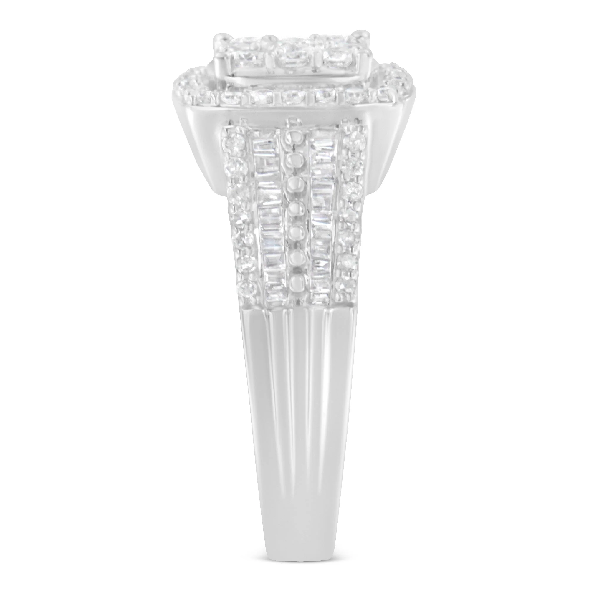 10K White Gold Diamond Cluster Ring (1 Cttw, H-I Color, I1-I2 Clarity) - Size 6-3/4 - Image 5