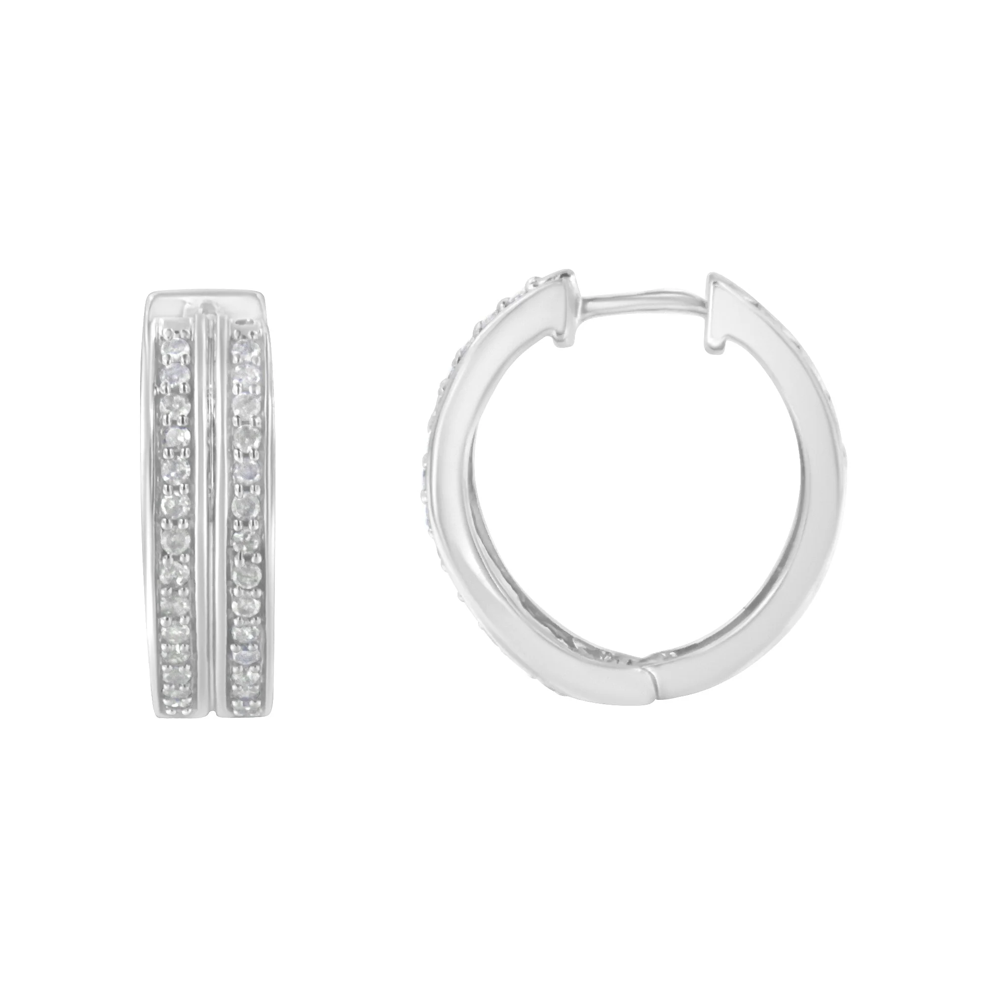 10K White Gold Diamond Hoop Earring (1/2 cttw, I-J Color, I2-I3 Clarity) - Image 2