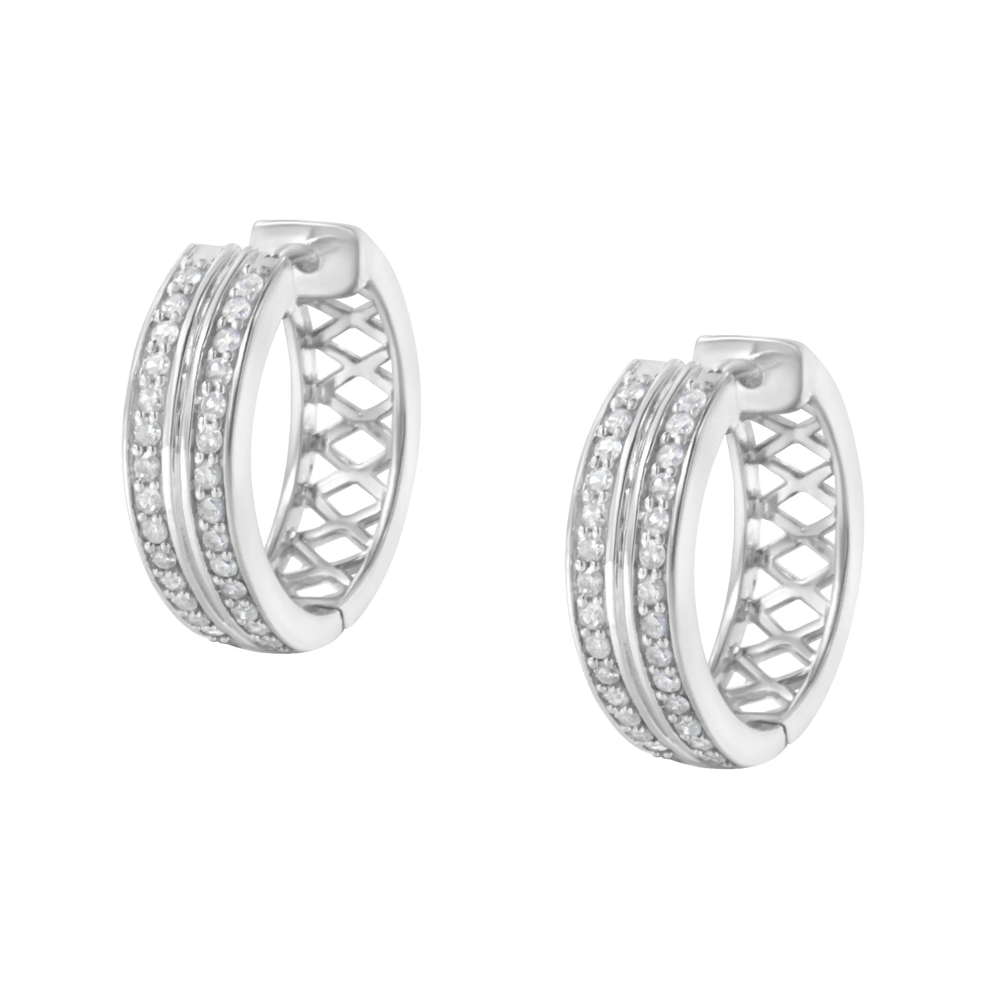 10K White Gold Diamond Hoop Earring (1/2 cttw, I-J Color, I2-I3 Clarity) - Image 4