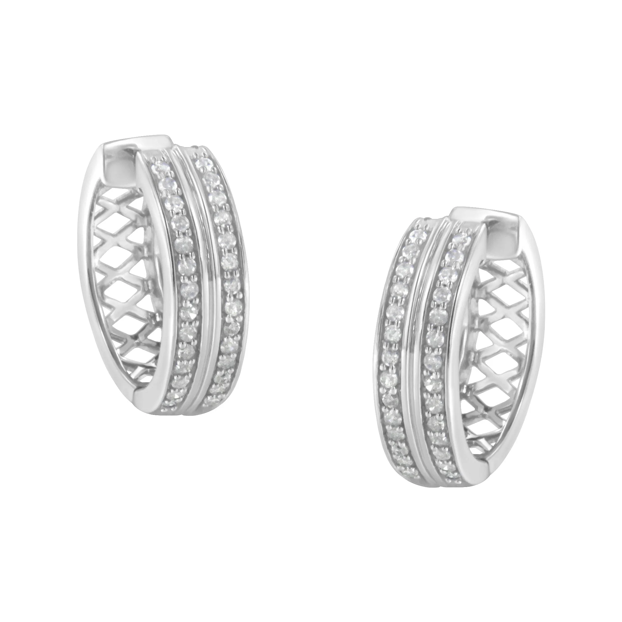 10K White Gold Diamond Hoop Earring (1/2 cttw, I-J Color, I2-I3 Clarity) - Image 5
