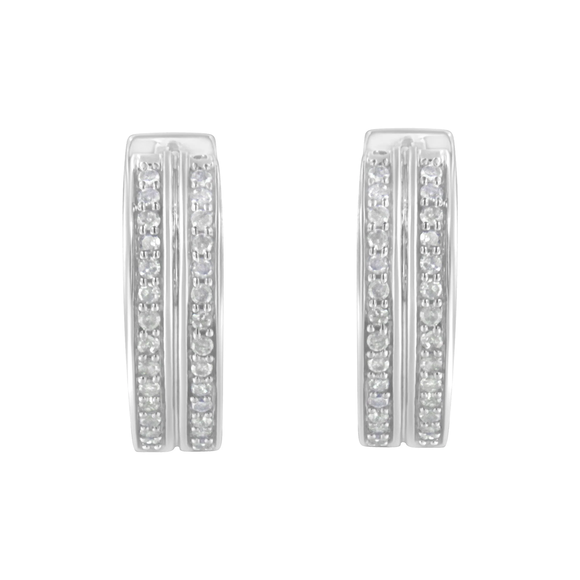 10K White Gold Diamond Hoop Earring (1/2 cttw, I-J Color, I2-I3 Clarity) - Image 7