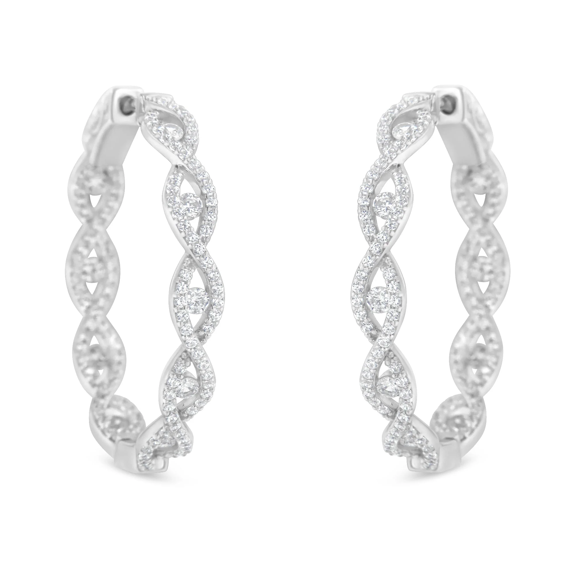 10K White Gold Diamond Hoop Earrings (1 1/2 cttw, H-I Color, I1-I2 Clarity) - Image 4