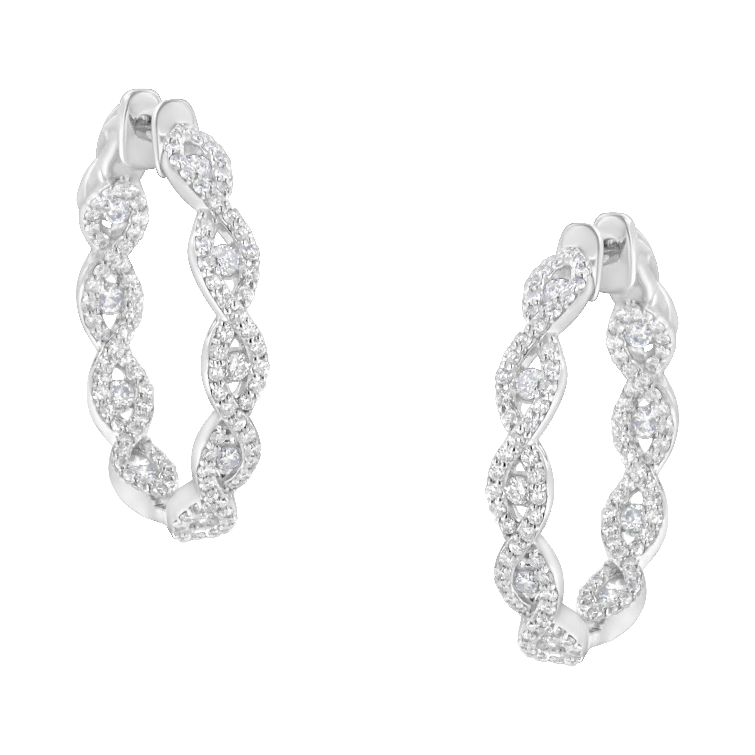 10K White Gold Diamond Hoop Earrings (1 1/2 cttw, H-I Color, I1-I2 Clarity) - Image 5