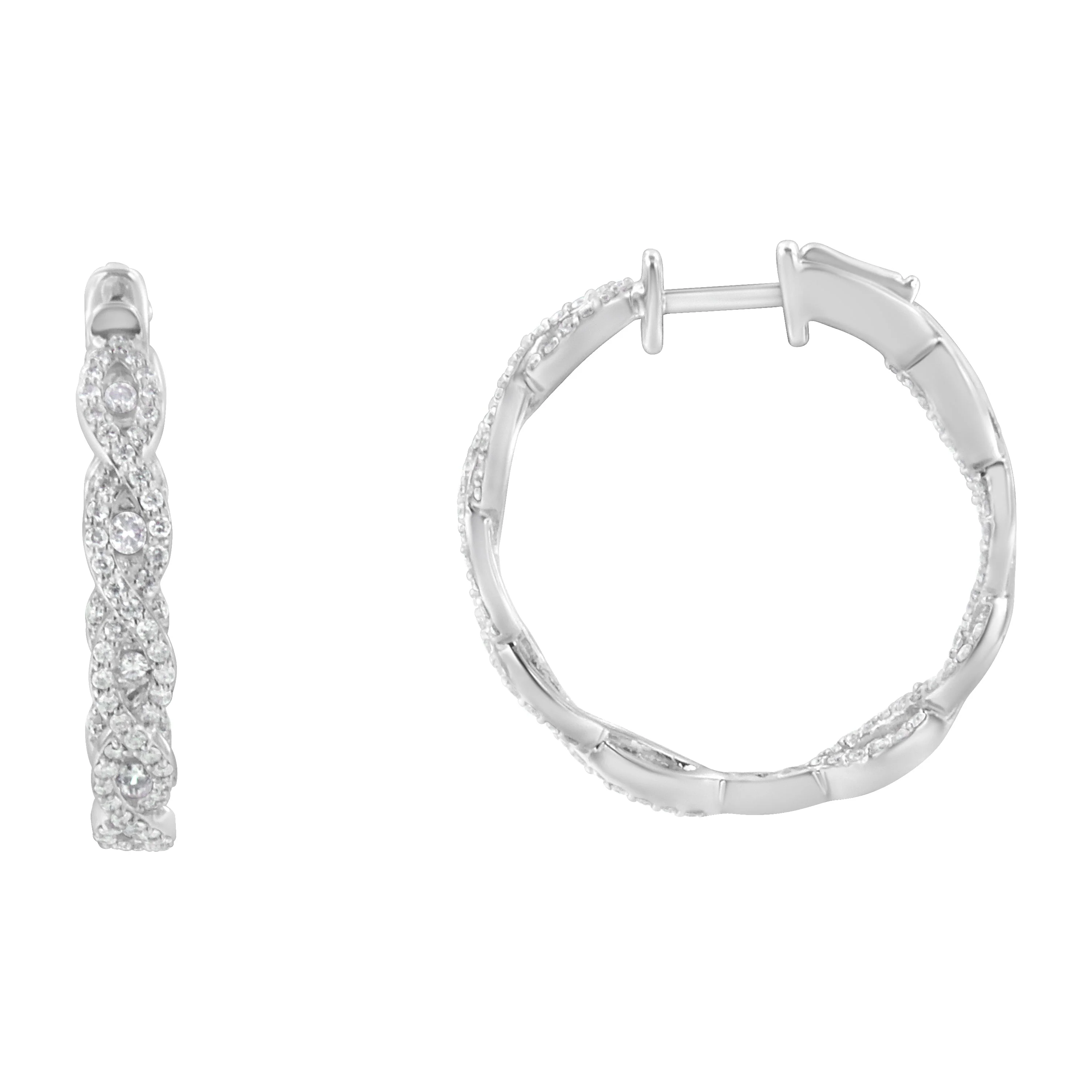 10K White Gold Diamond Hoop Earrings (1 1/2 cttw, H-I Color, I1-I2 Clarity) - Image 6