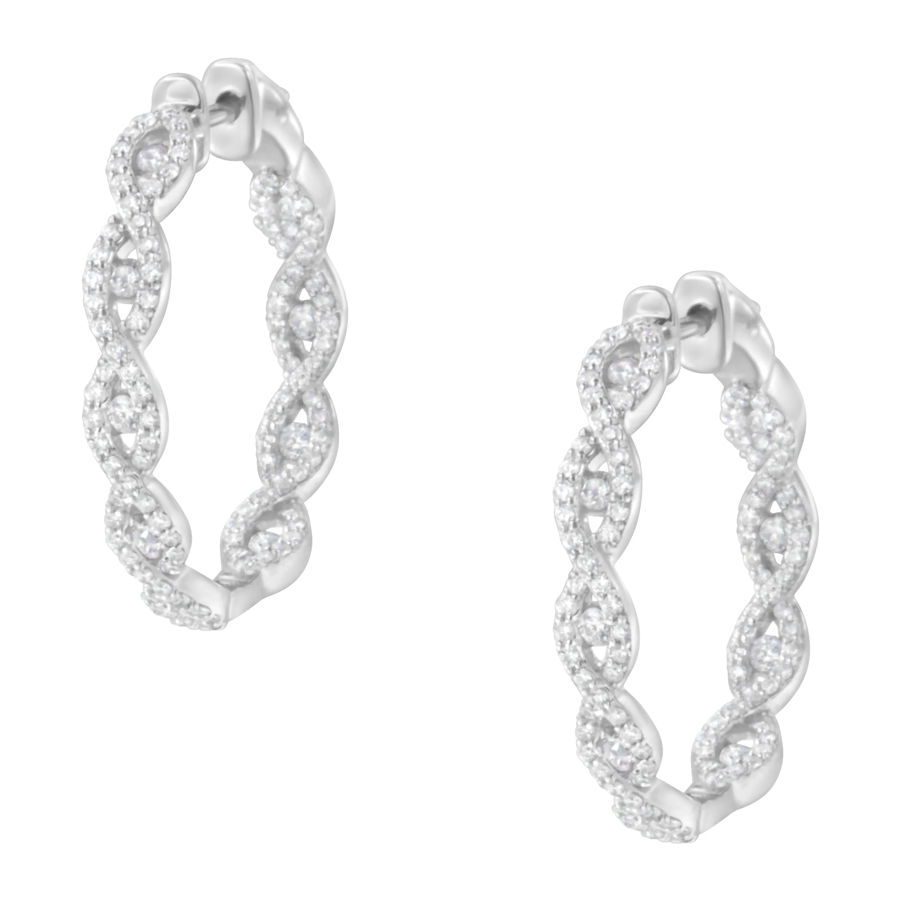 10K White Gold Diamond Hoop Earrings (1 1/2 cttw, H-I Color, I1-I2 Clarity) - Image 7