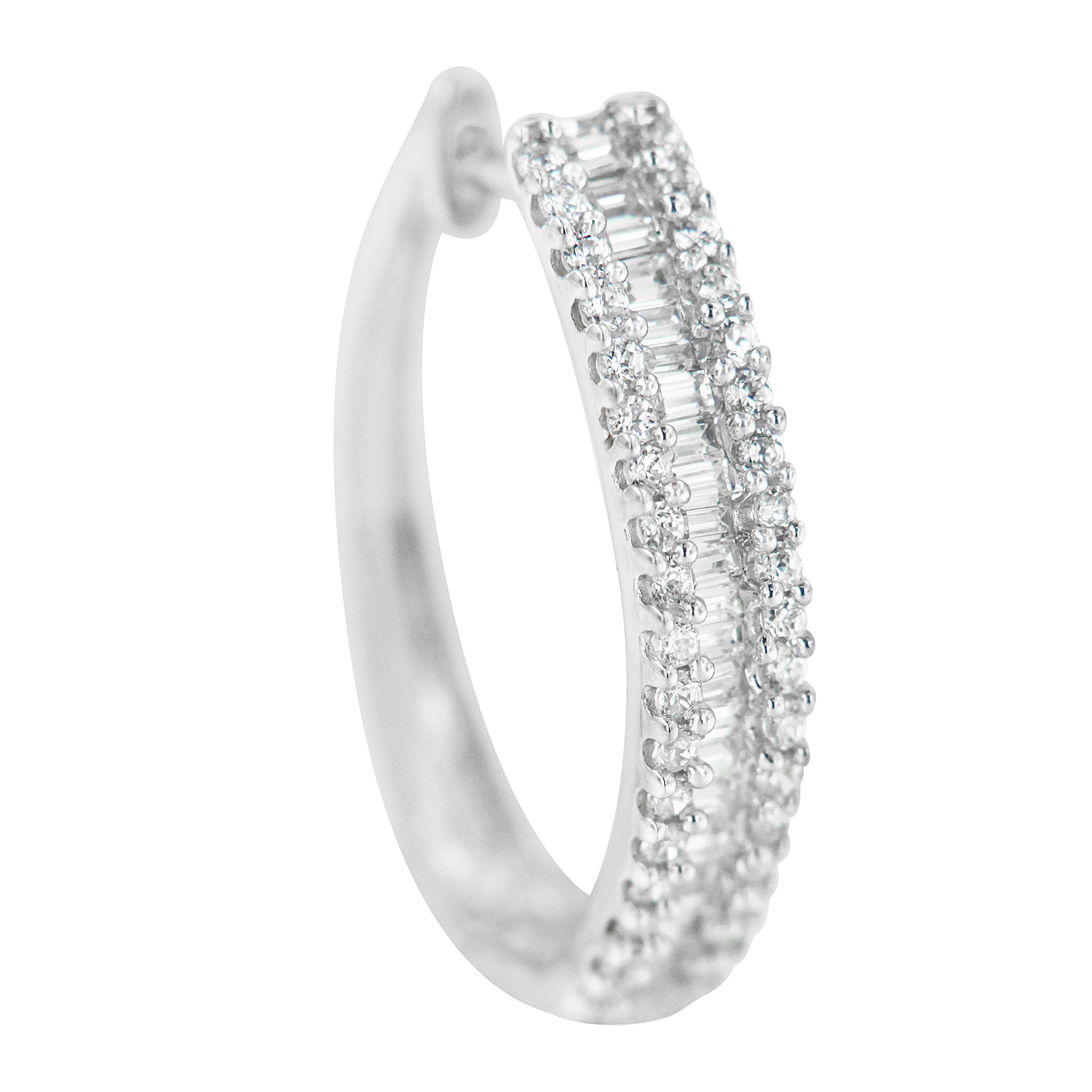 10K White Gold Diamond Hoop Earrings (3/4 cttw, I-J Color, I2-I3 Clarity) - Image 3