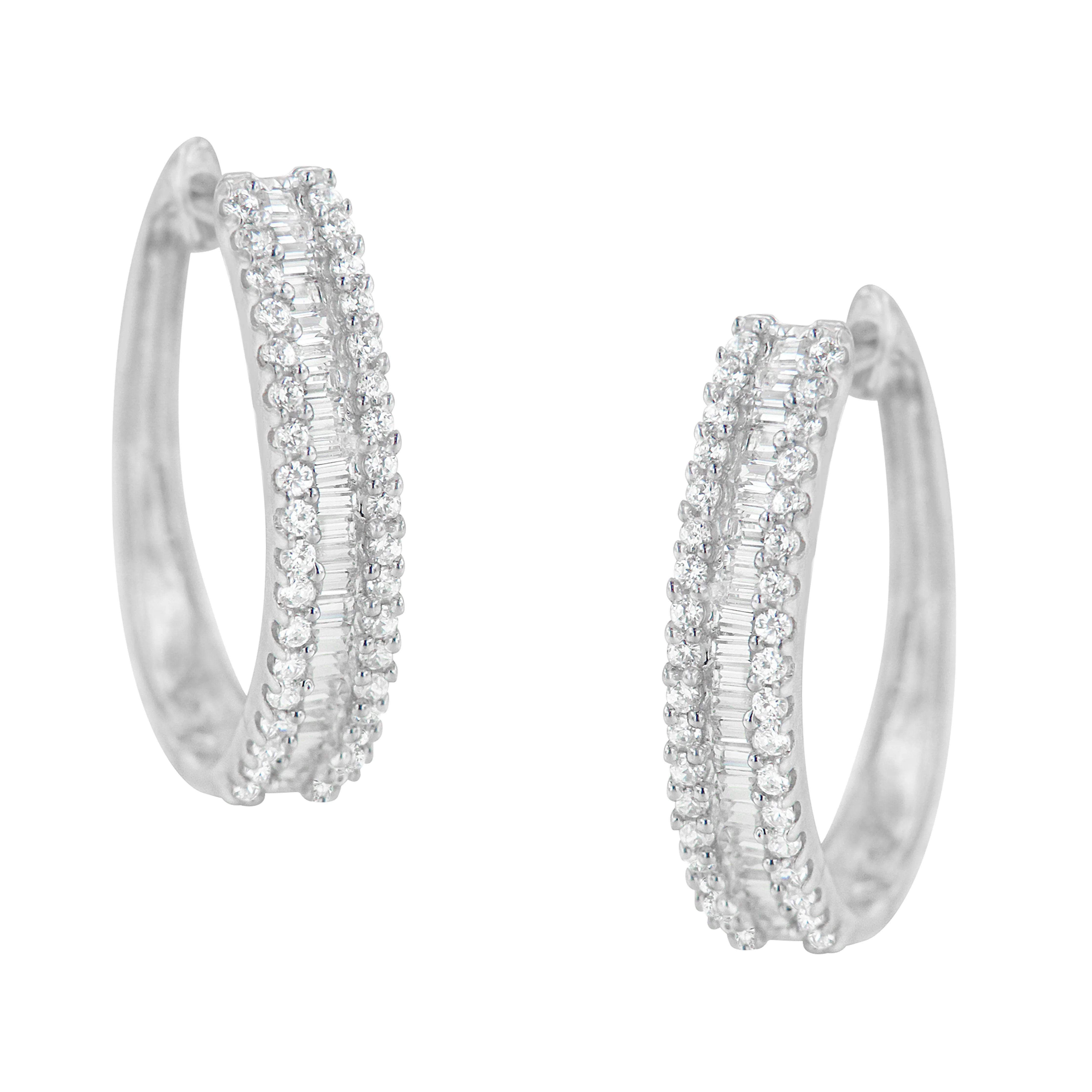 10K White Gold Diamond Hoop Earrings (3/4 cttw, I-J Color, I2-I3 Clarity) - Image 5
