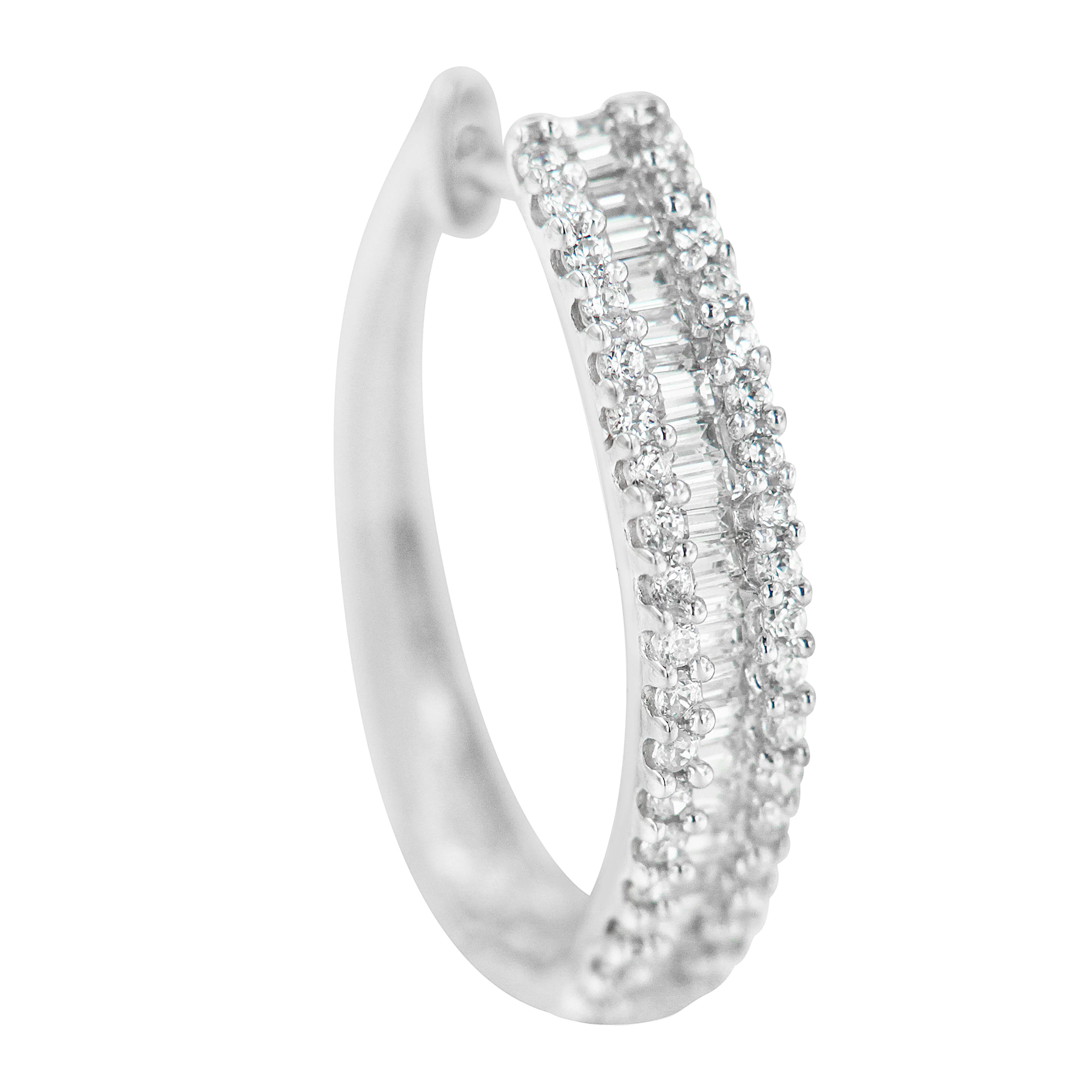 10K White Gold Diamond Hoop Earrings (3/4 cttw, I-J Color, I2-I3 Clarity) - Image 7