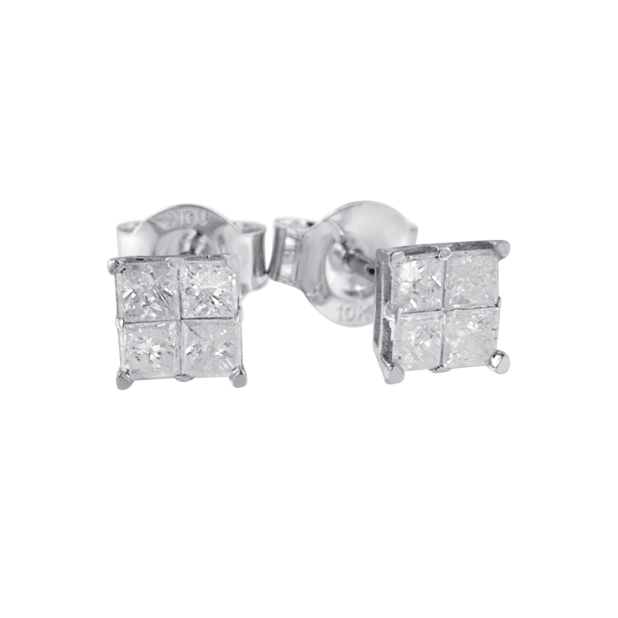 10k White Gold Diamond Stud Earrings (0.60 cttw, I-J Color, I2-I3 Clarity) - Image 6