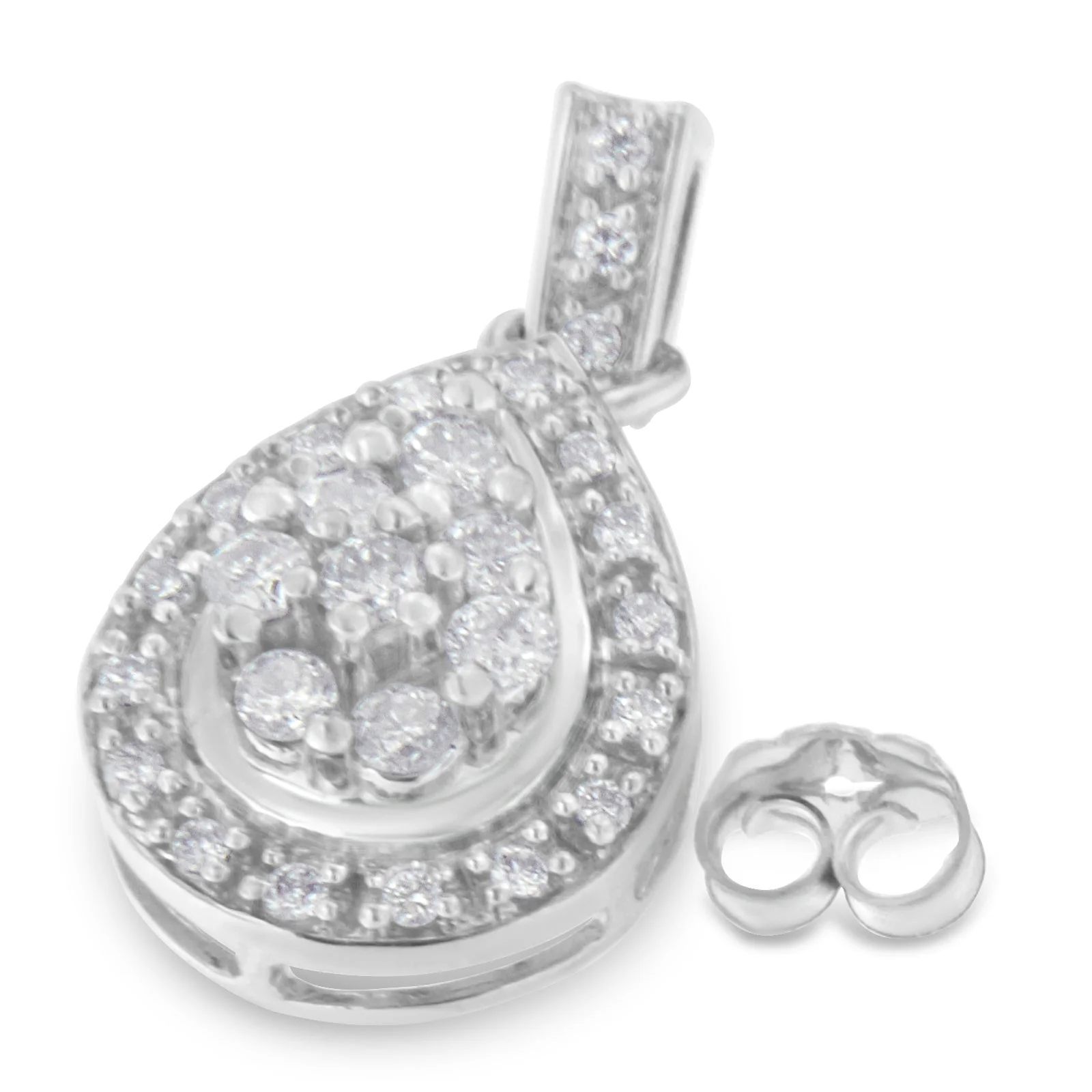 10k White Gold Round Cut Diamond Earrings (0.75 cttw, H-I Color, I1-I2 Clarity) - Image 4