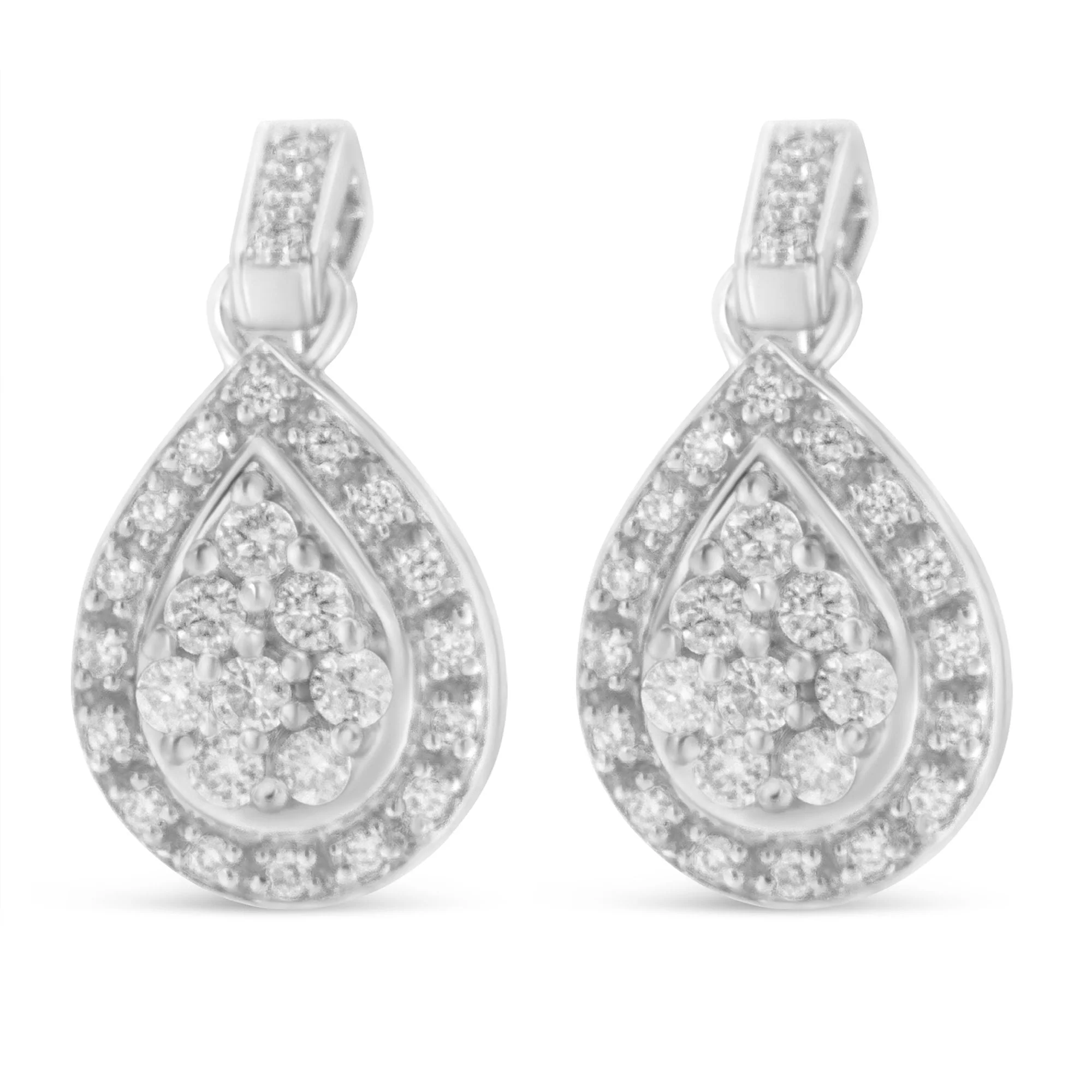 10k White Gold Round Cut Diamond Earrings (0.75 cttw, H-I Color, I1-I2 Clarity) - Image 5
