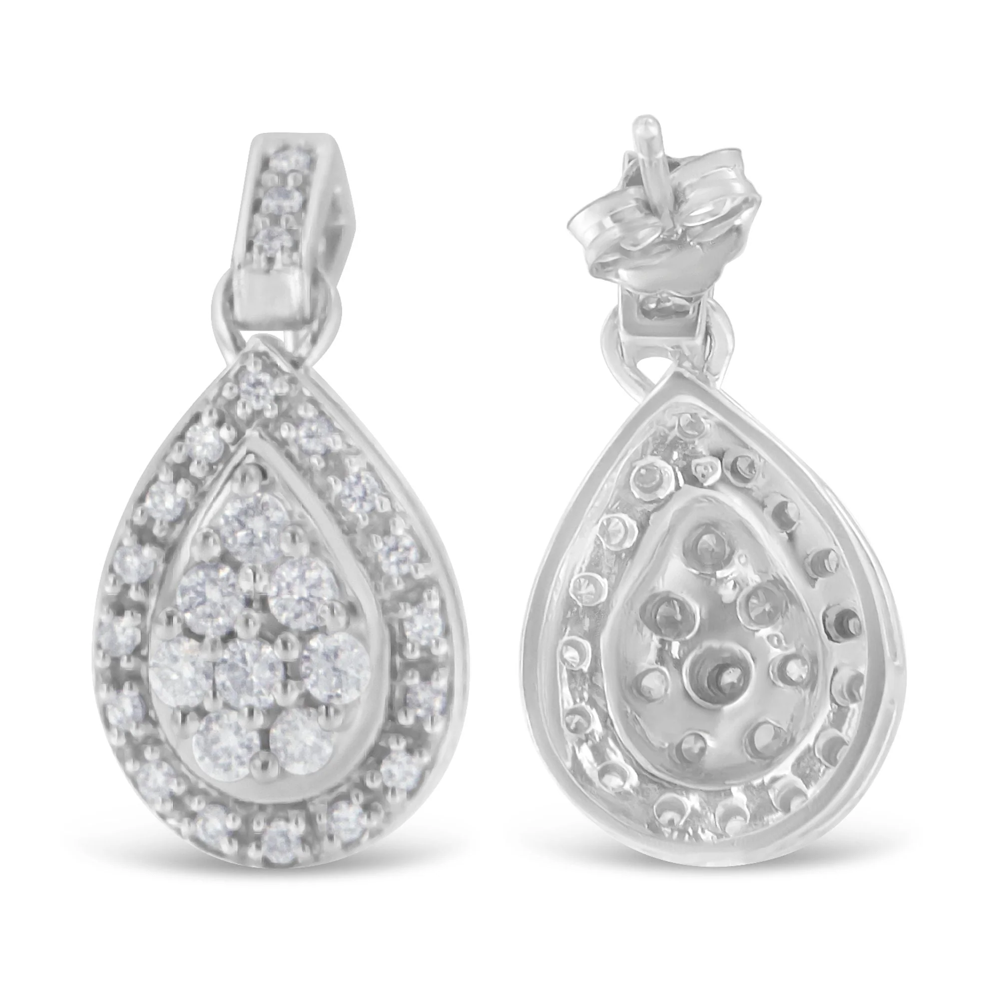 10k White Gold Round Cut Diamond Earrings (0.75 cttw, H-I Color, I1-I2 Clarity) - Image 7