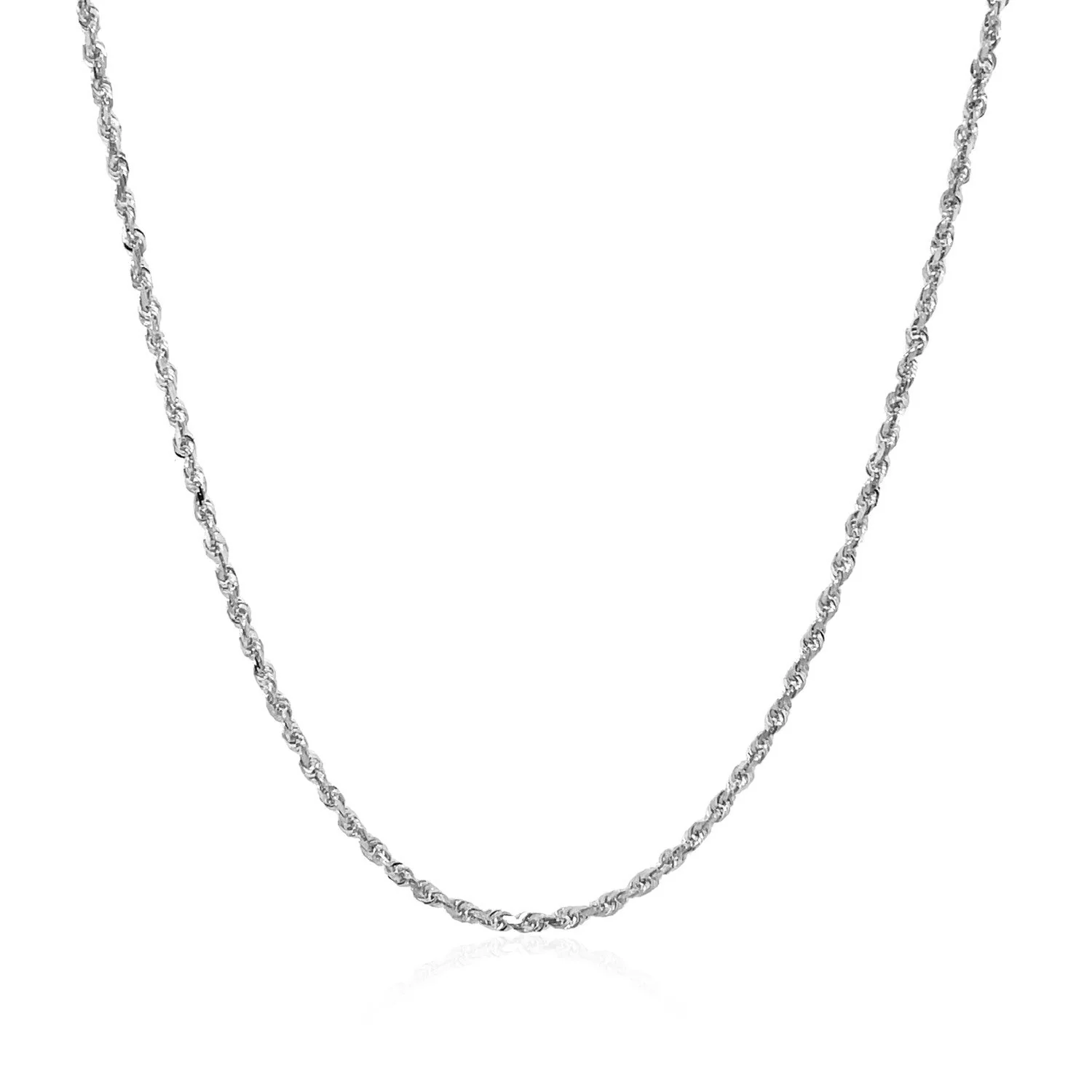 10k White Gold Solid Diamond Cut Rope Chain 1.4mm - Image 2