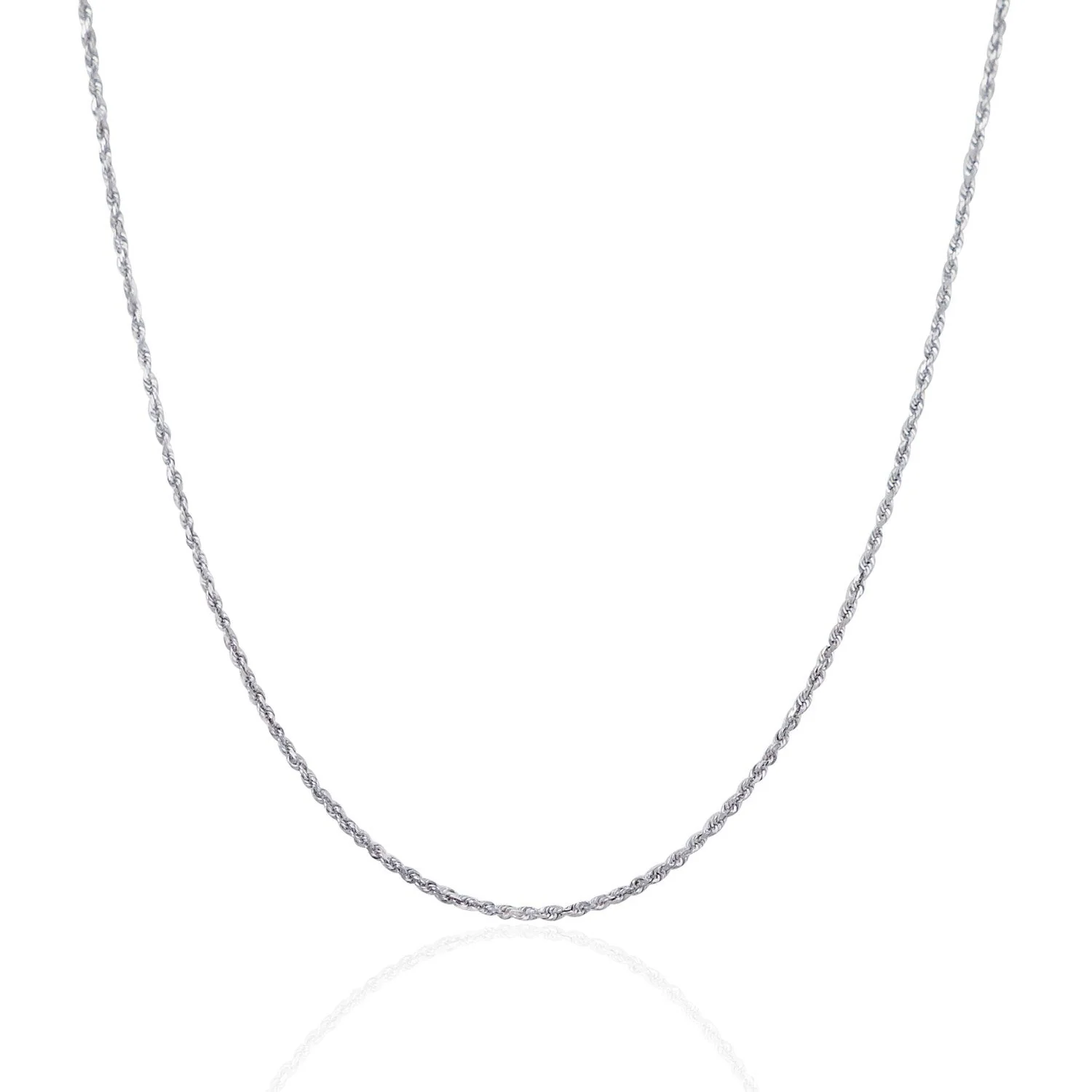 10k White Gold Solid Diamond Cut Rope Chain 1.4mm - Image 2