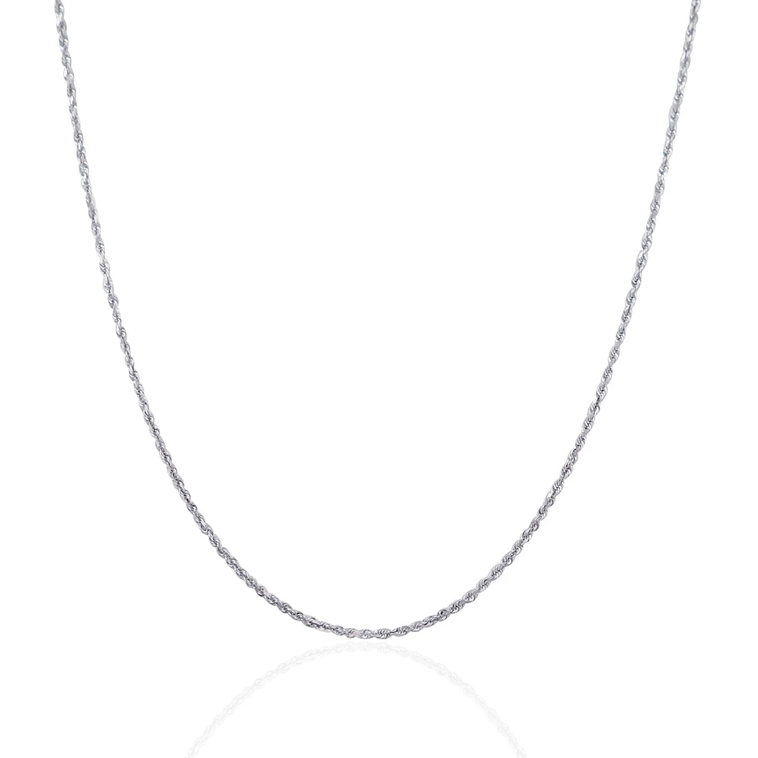 10k White Gold Solid Diamond Cut Rope Chain 1.4mm - Image 5