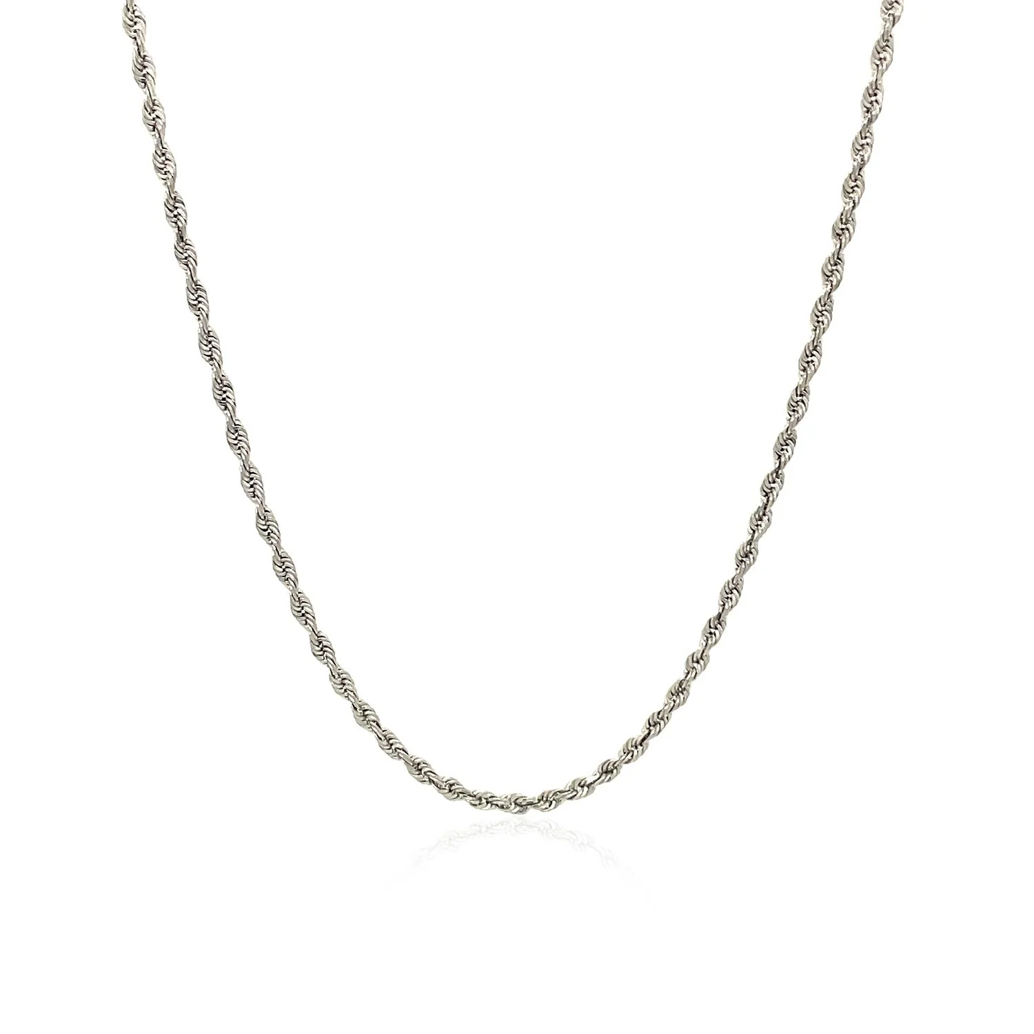 10k White Gold Solid Diamond Cut Rope Chain 1.5mm - Image 7