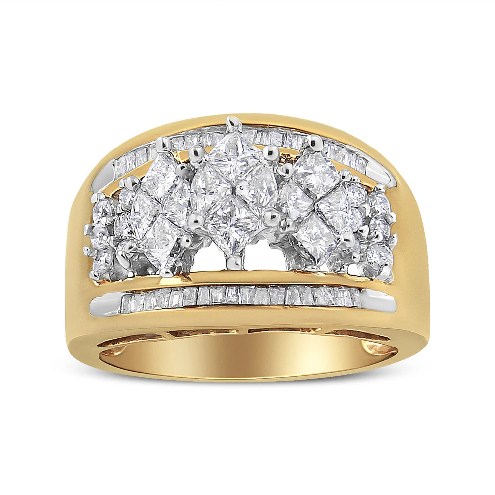 10K Yellow and White Gold 1 1/2 Cttw Pear Shaped 3 Stone Style Diamond Ring Band (H-I Color, SI1-SI2 Clarity) - Ring Size 7 - Image 5