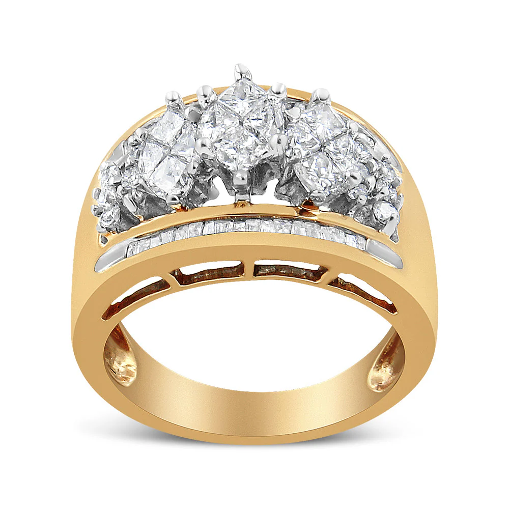 10K Yellow and White Gold 1 1/2 Cttw Pear Shaped 3 Stone Style Diamond Ring Band (H-I Color, SI1-SI2 Clarity) - Ring Size 7 - Image 6