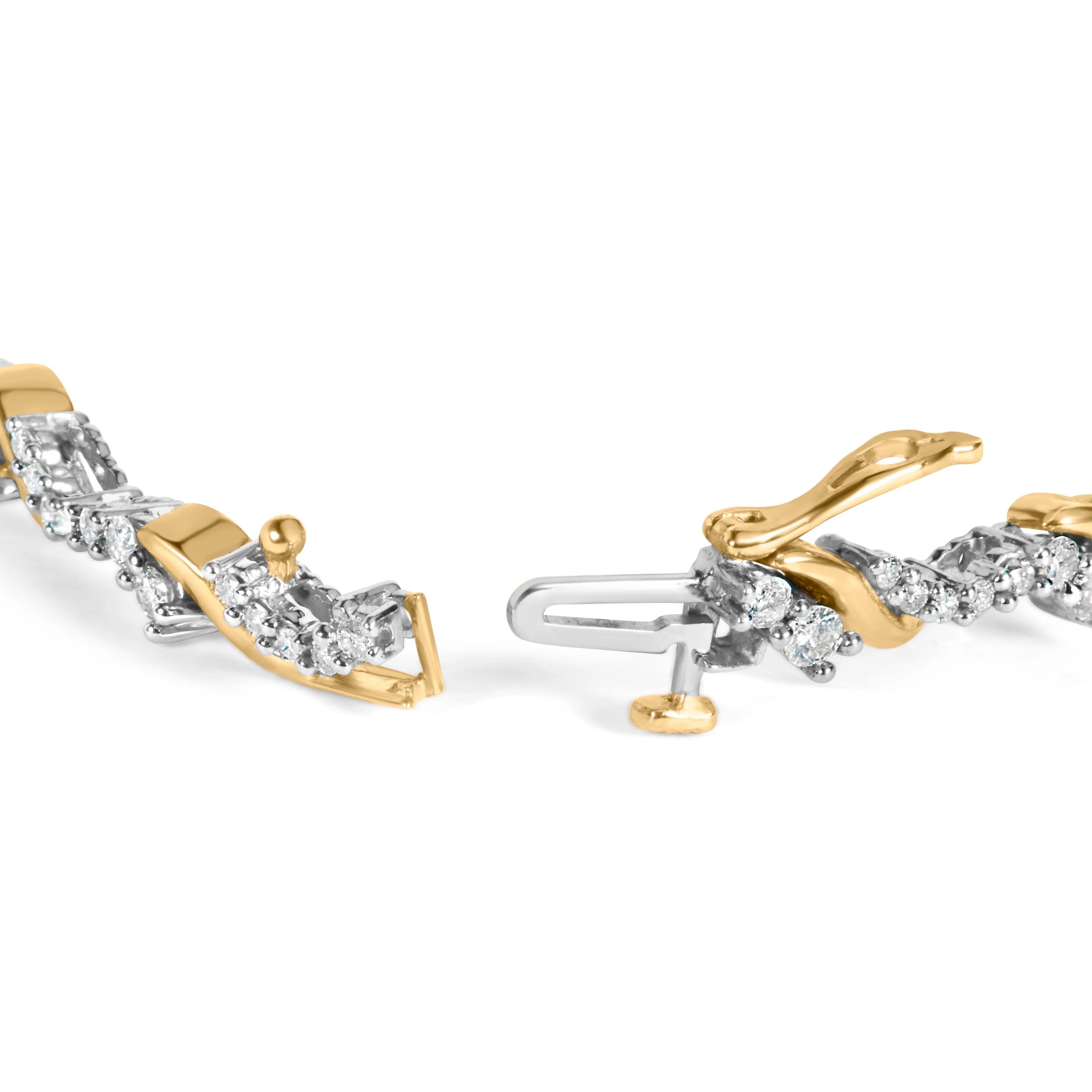 10K Yellow and White Gold 2.00 Cttw Diamond "S" Link 7" Bracelet (H-I Color, I2-I3 Clarity) - Image 2