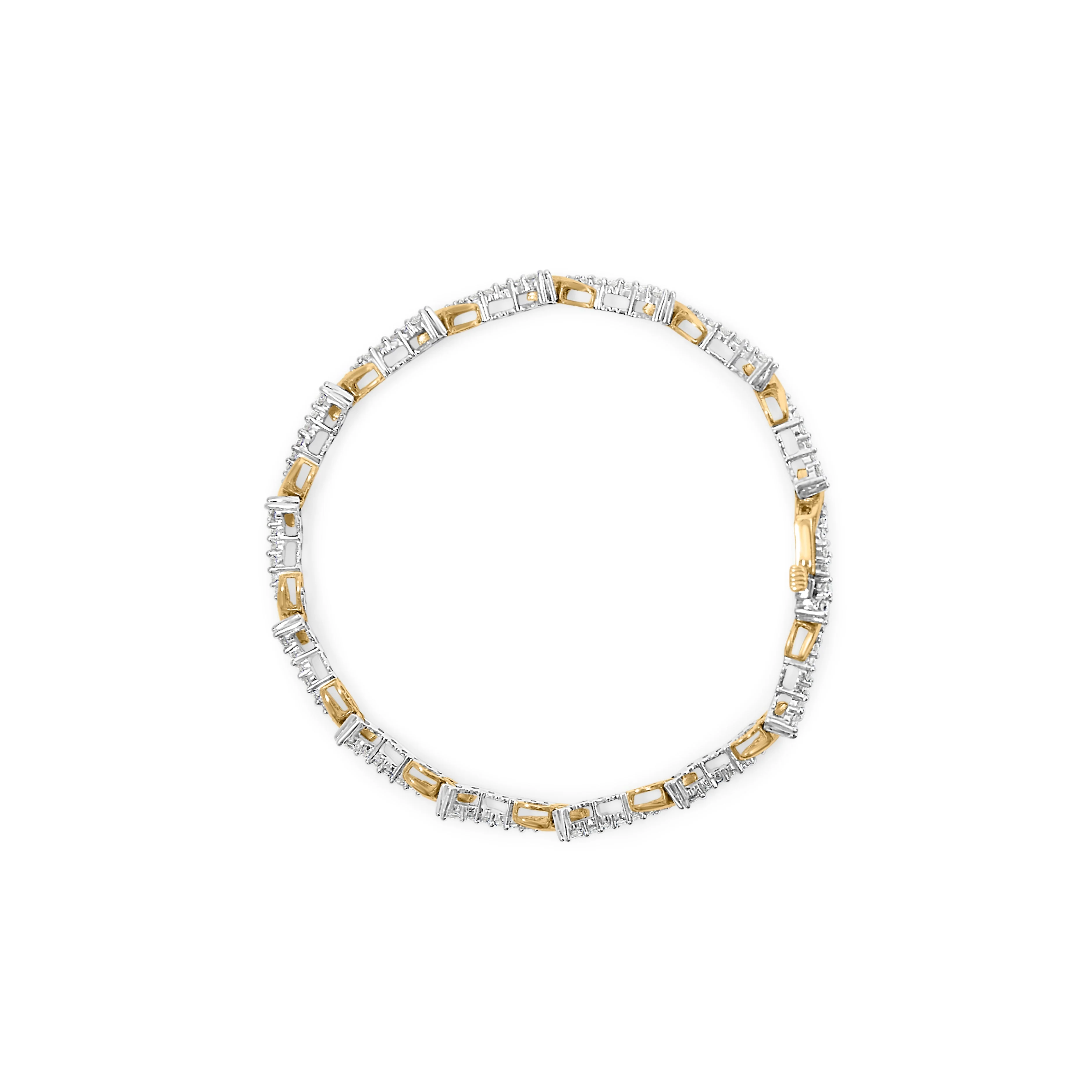 10K Yellow and White Gold 2.00 Cttw Diamond "S" Link 7" Bracelet (H-I Color, I2-I3 Clarity) - Image 3