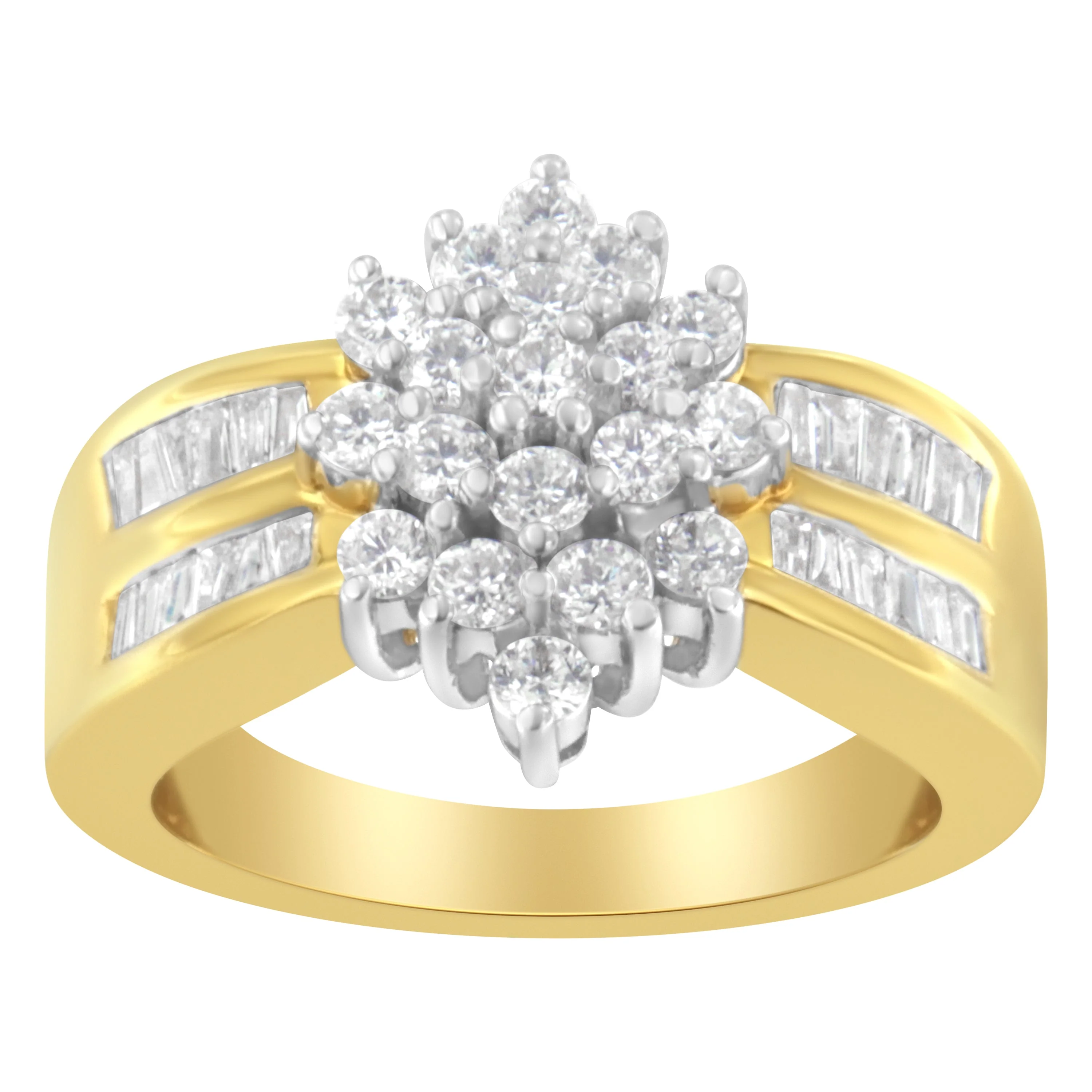 10K Yellow Gold 1.0 Cttw Marquise Composite Diamond Cluster Cocktail Ring (H-I Color, SI2-I1 Clarity) - Size 7 - Image 8