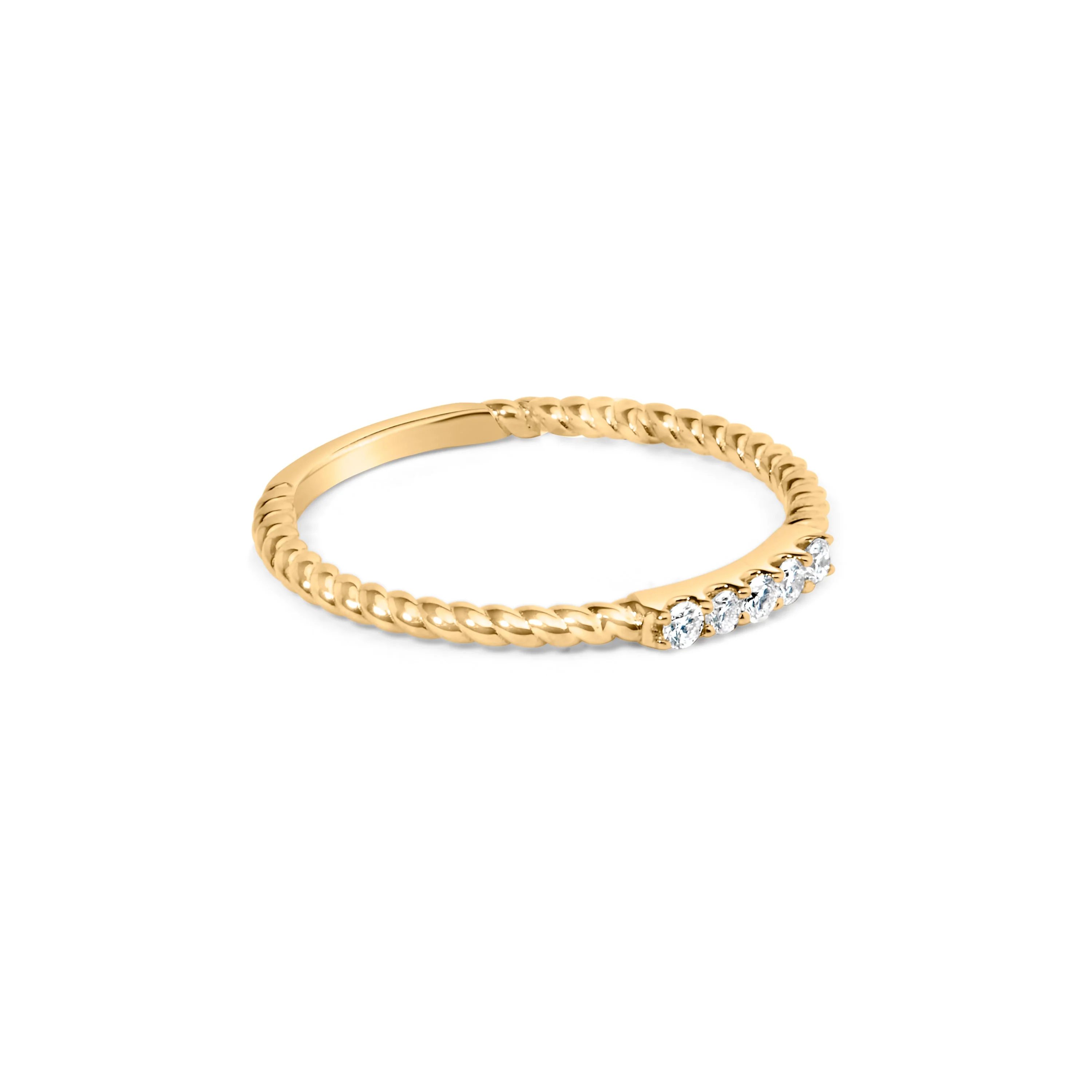 10K Yellow Gold 1/10 Cttw Diamond 5 Stone Braided Shank Band Ring (I-J Color, I2-I3 Clarity)- Ring Size 6 - Image 2