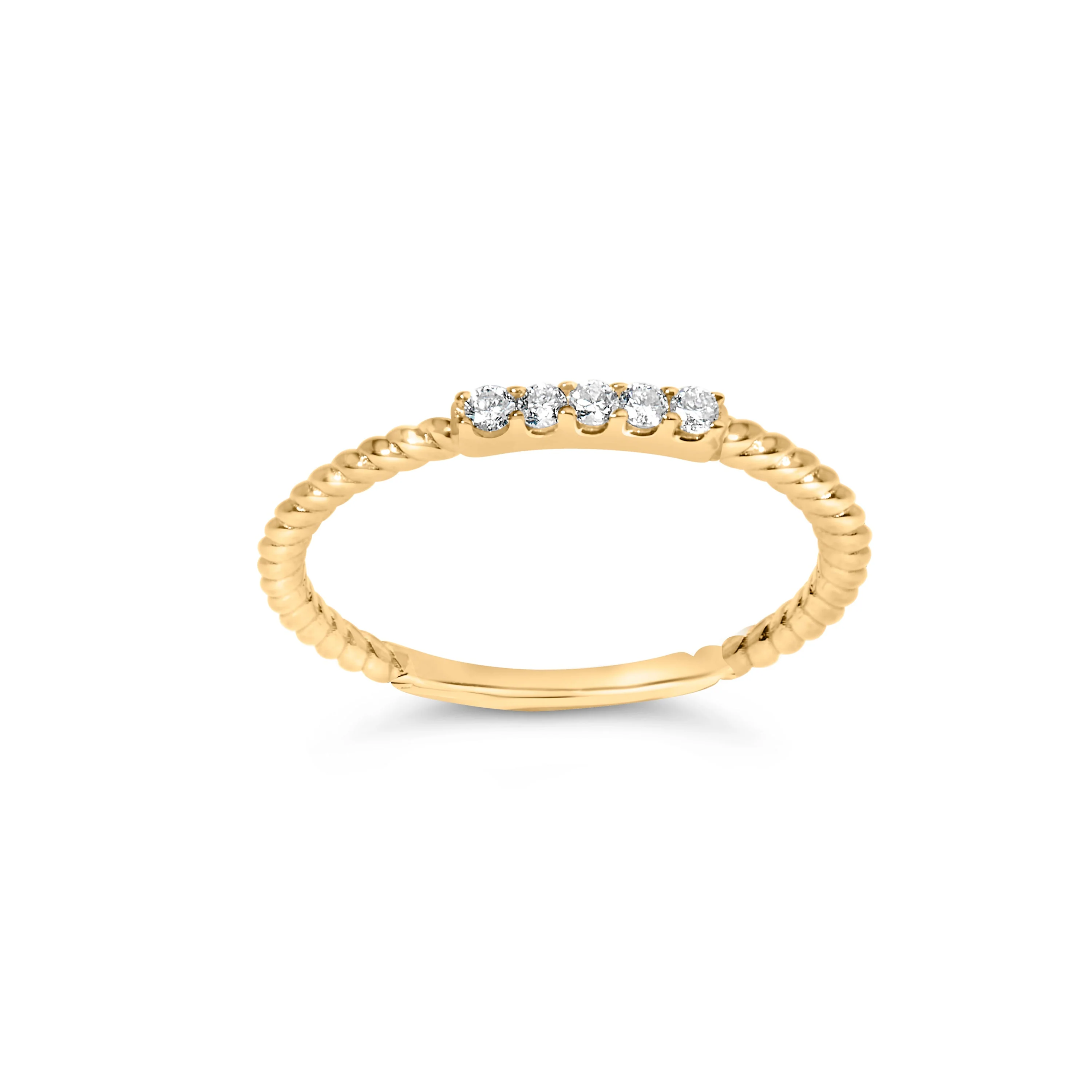 10K Yellow Gold 1/10 Cttw Diamond 5 Stone Braided Shank Band Ring (I-J Color, I2-I3 Clarity)- Ring Size 6 - Image 3