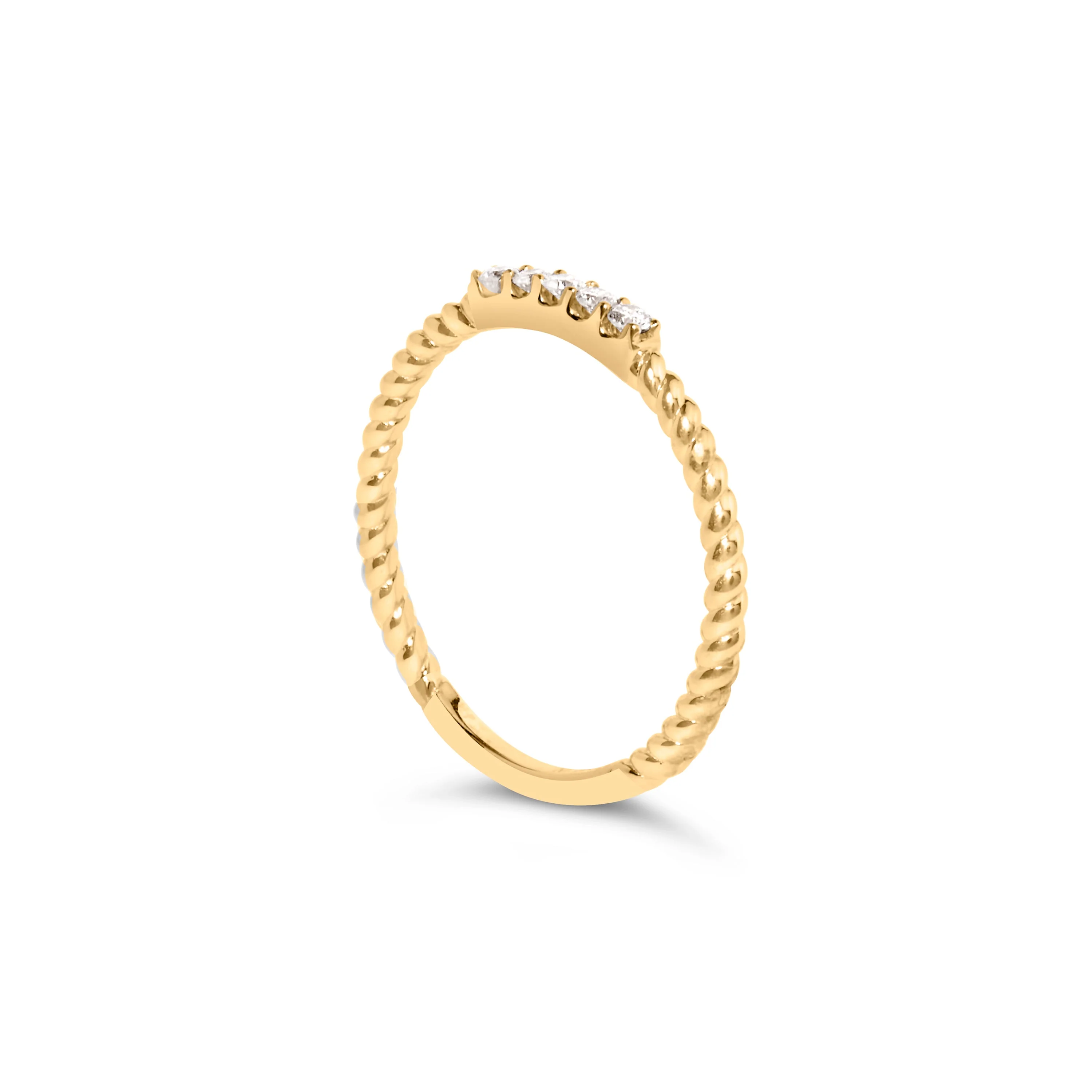 10K Yellow Gold 1/10 Cttw Diamond 5 Stone Braided Shank Band Ring (I-J Color, I2-I3 Clarity)- Ring Size 6 - Image 4
