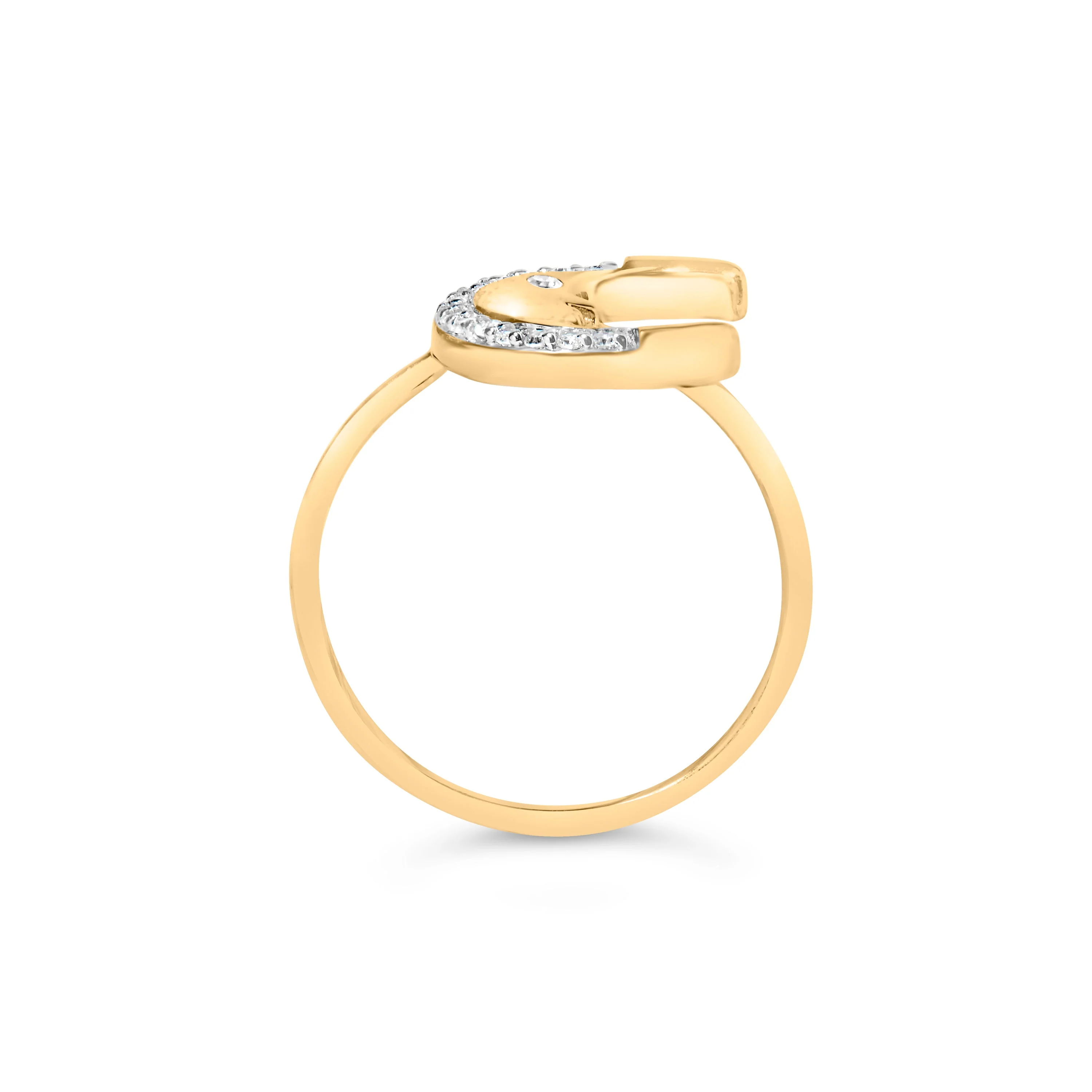10K Yellow Gold 1/10 Cttw Diamond Crescent Moon Ring (I-J Color, I1-I2 Clarity) - Ring Size 6 - Image 5